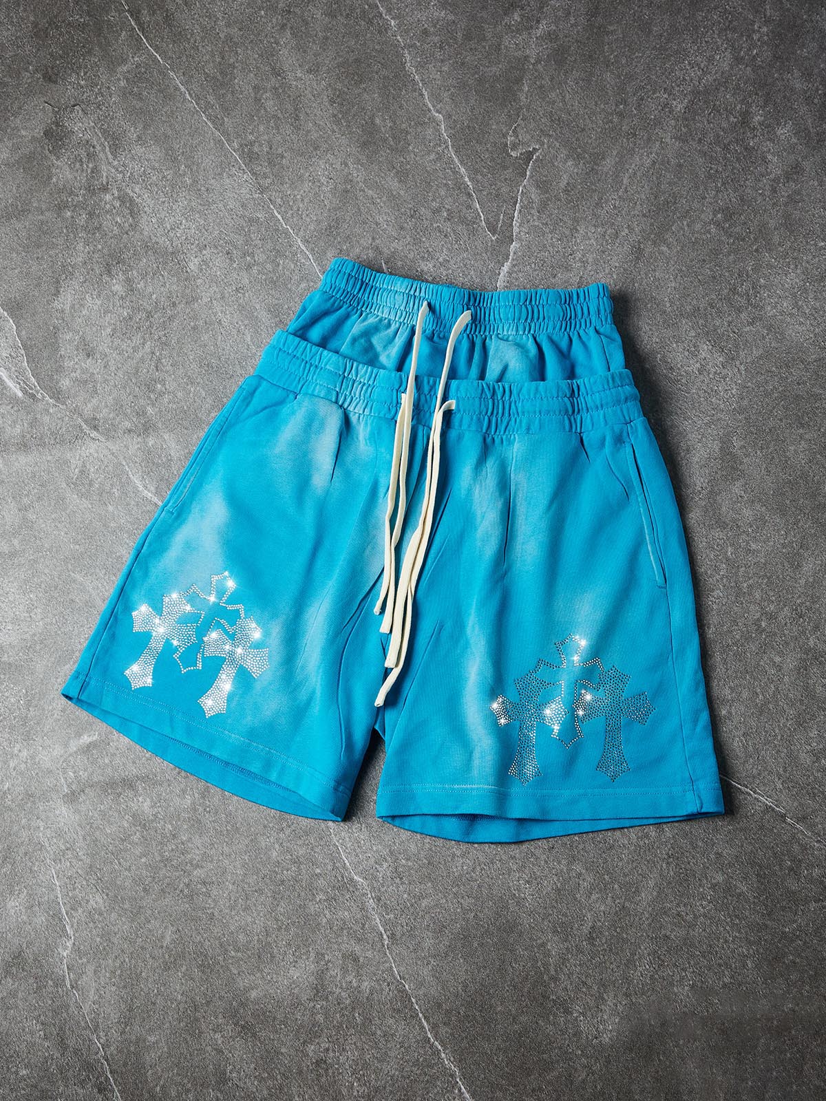NOISSEY Sacred Cross Cluster Vintage Rhinestone Shorts - 4 Colors