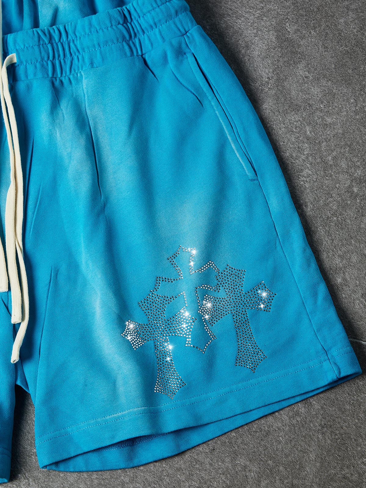 NOISSEY Sacred Cross Cluster Vintage Rhinestone Shorts - 4 Colors