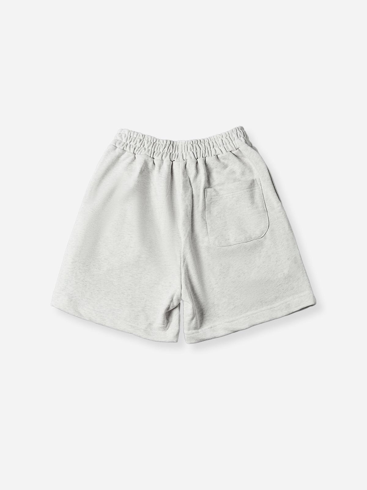 NOISSEY "Spiritual Ascent" Angel & Rosary Graphic Wide-Leg Shorts - Heather Gray
