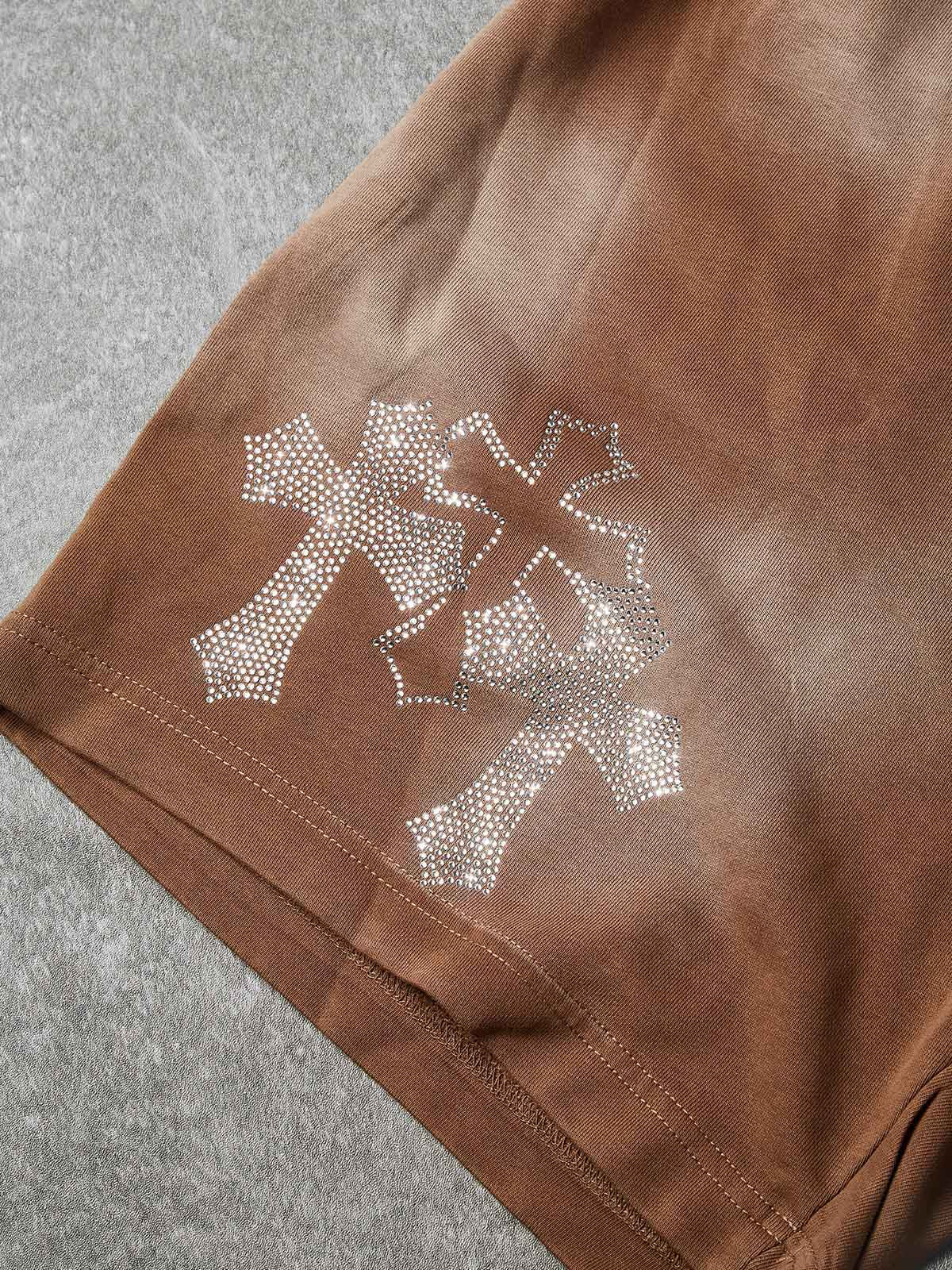 NOISSEY Sacred Cross Cluster Vintage Rhinestone Shorts - 4 Colors