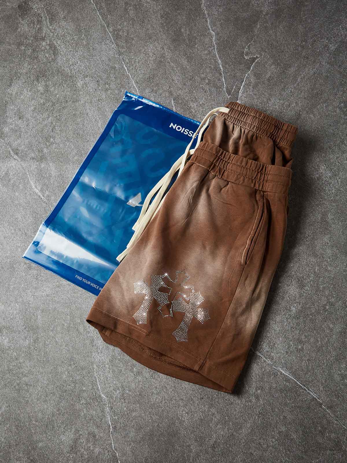 NOISSEY Sacred Cross Cluster Vintage Rhinestone Shorts - 4 Colors