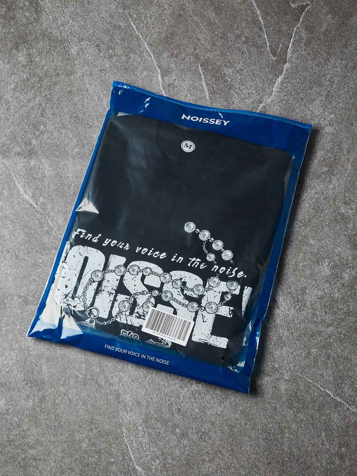 NOISSEY Find Your Voice Vintage Distressed Rosary Cross Art Tee - Pitch Black