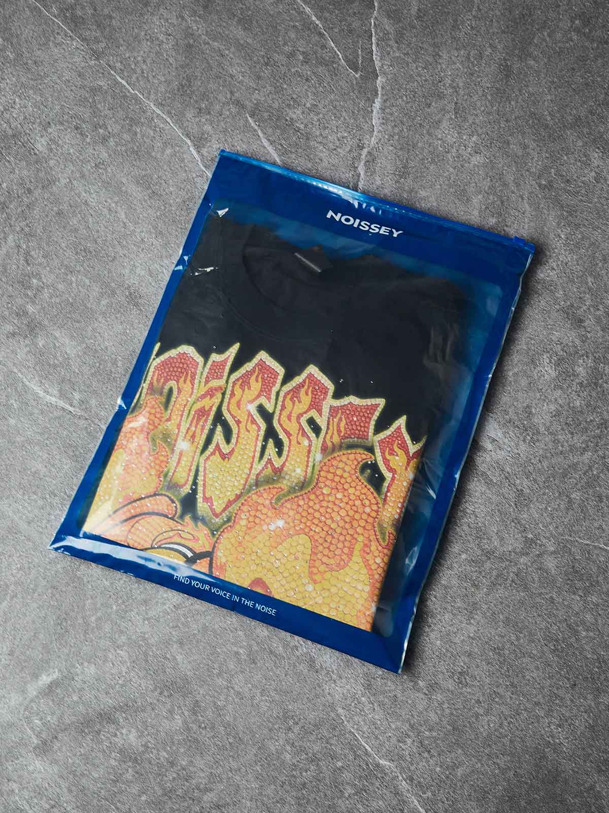 NOISSEY "FLAME TWINS" FULL-RHINESTONE OVERSIZED ART TEE