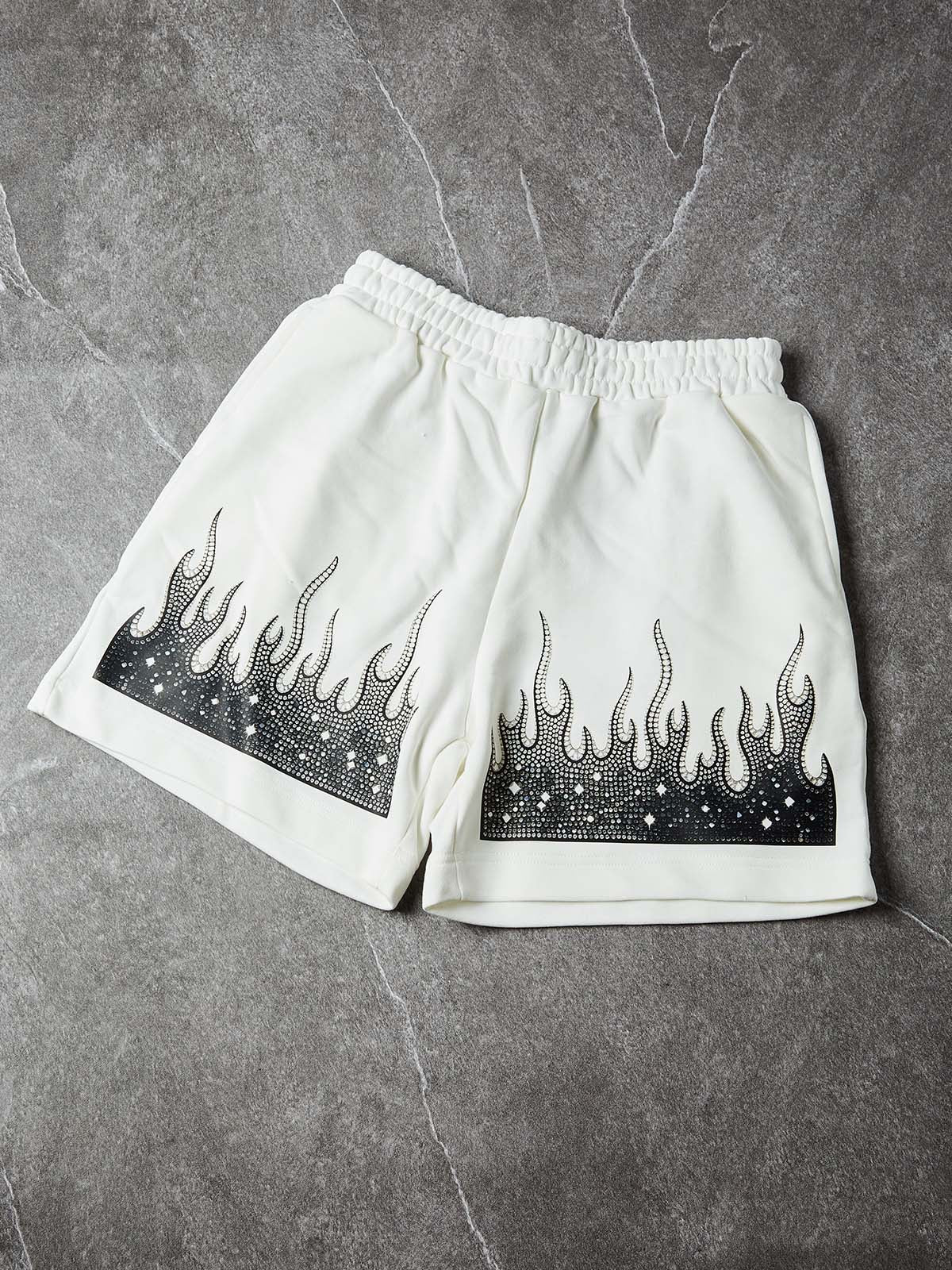 NOISSEY NIGHT-FLAME OPTICAL-DIAMOND GRADIENT WIDE-LEG SHORTS - Arctic White