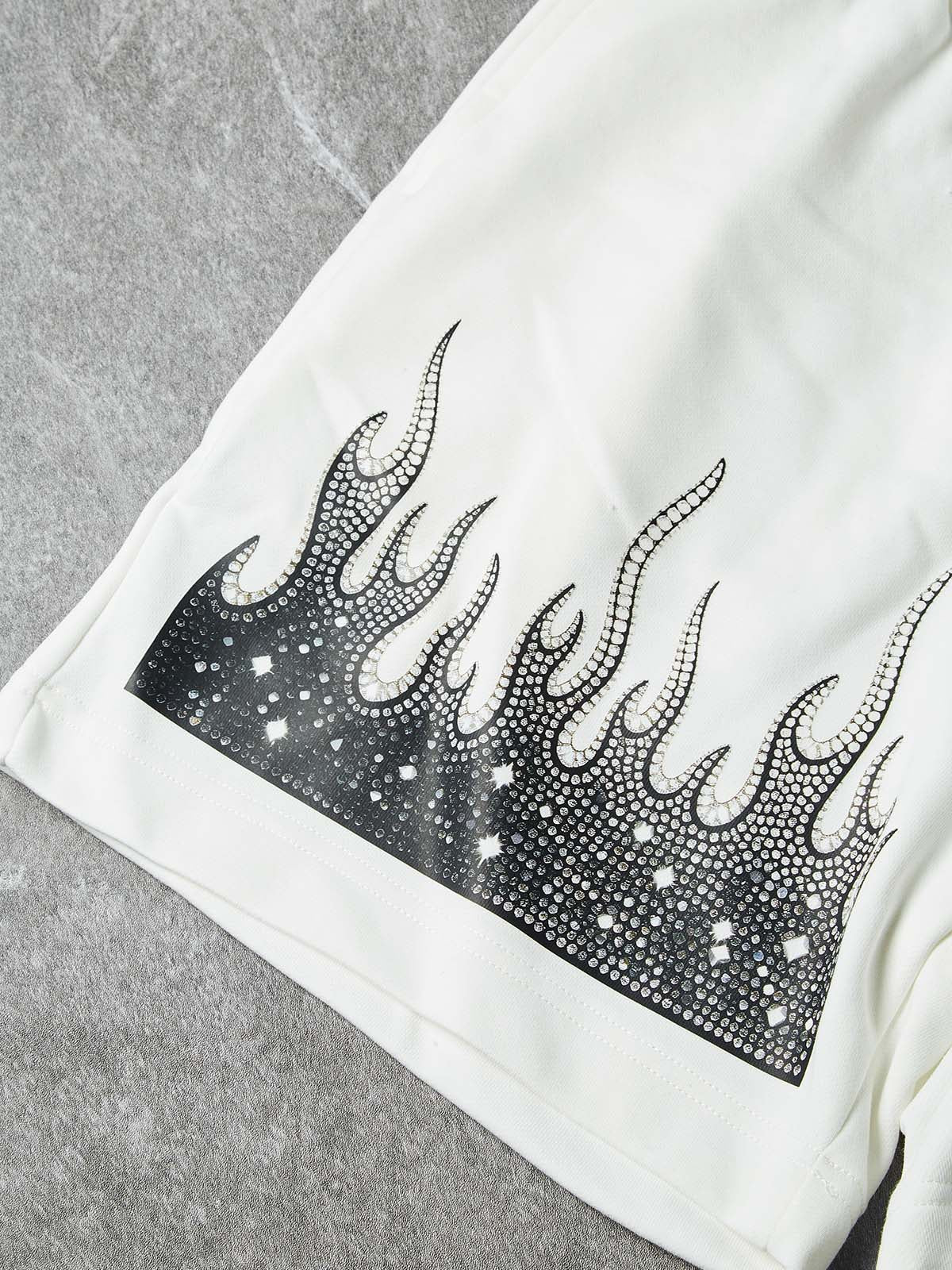 NOISSEY NIGHT-FLAME OPTICAL-DIAMOND GRADIENT WIDE-LEG SHORTS - Arctic White