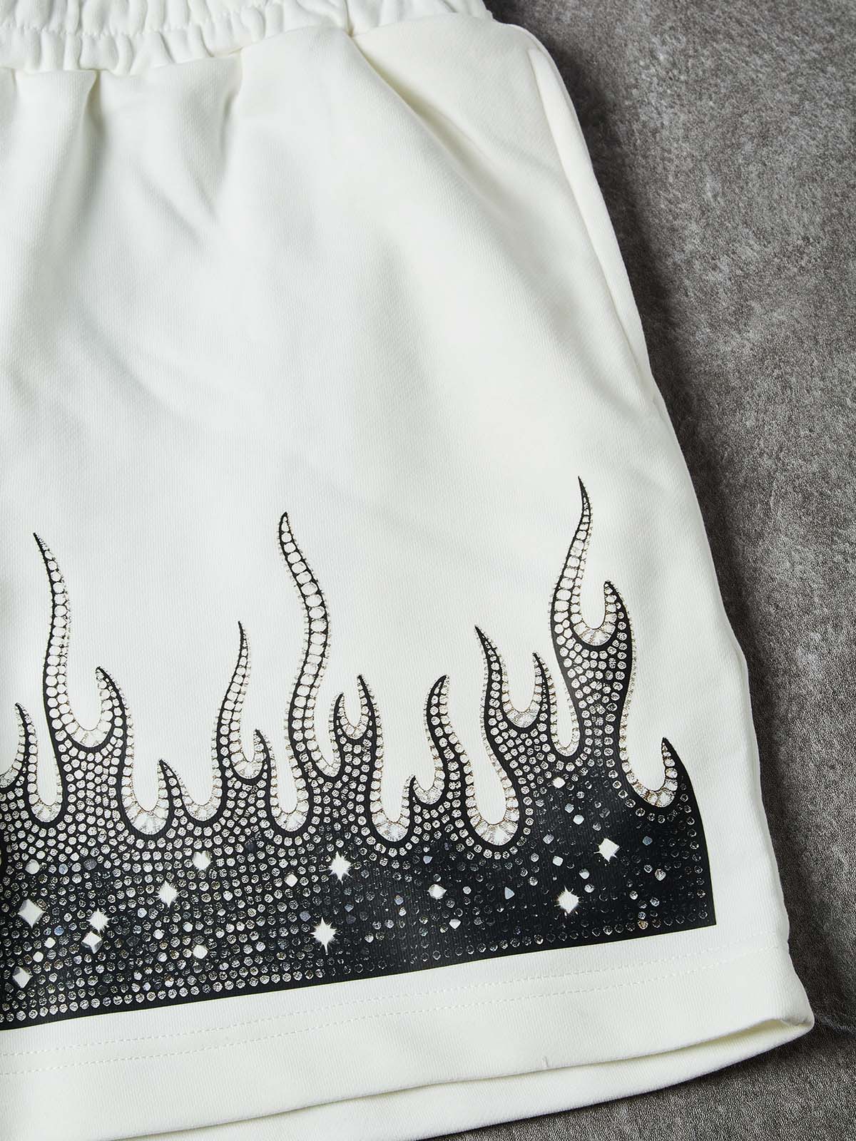 NOISSEY NIGHT-FLAME OPTICAL-DIAMOND GRADIENT WIDE-LEG SHORTS - Arctic White