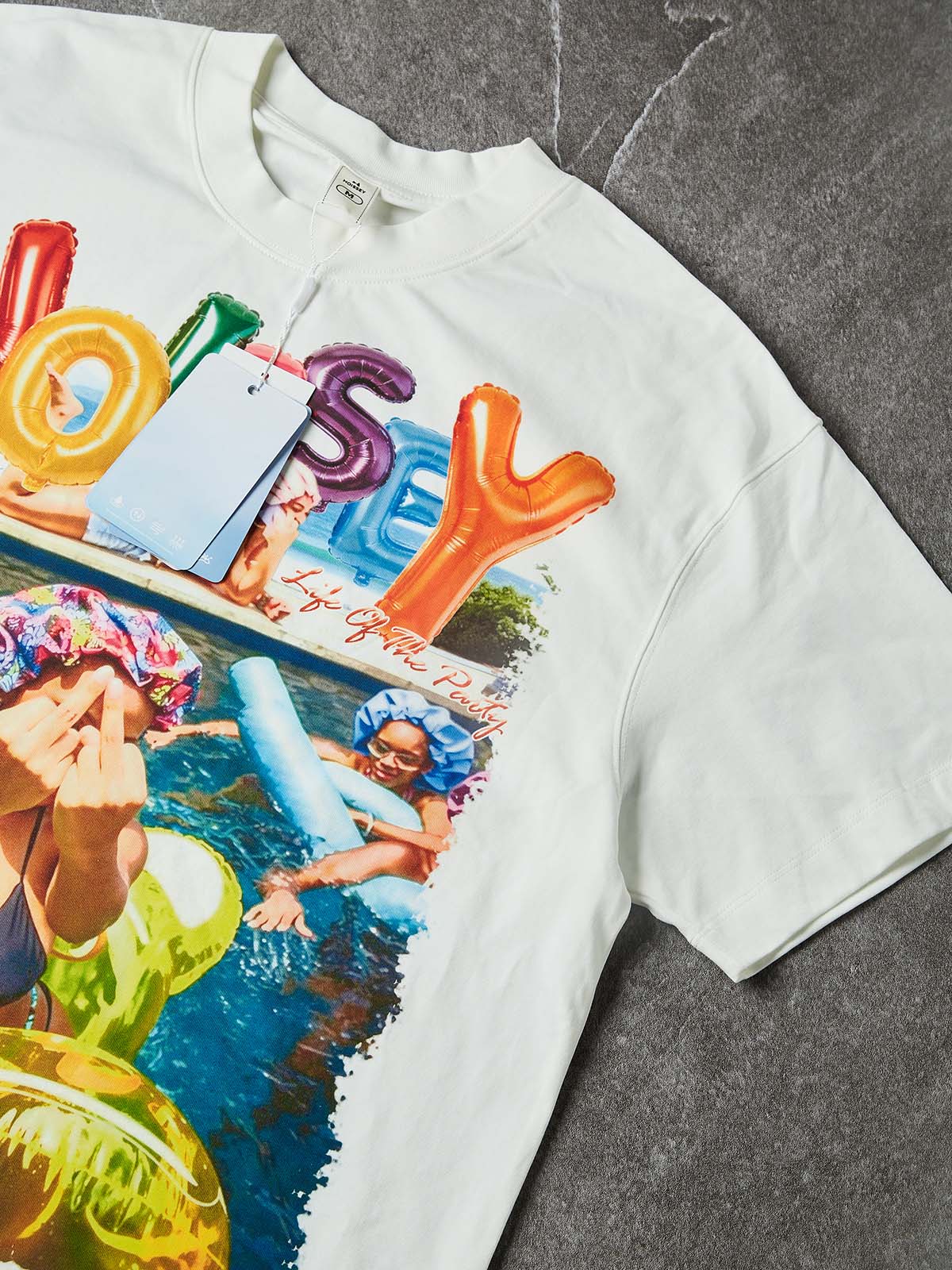 NOISSEY "Pool Side Mania" Retro Graphic Oversized Tee