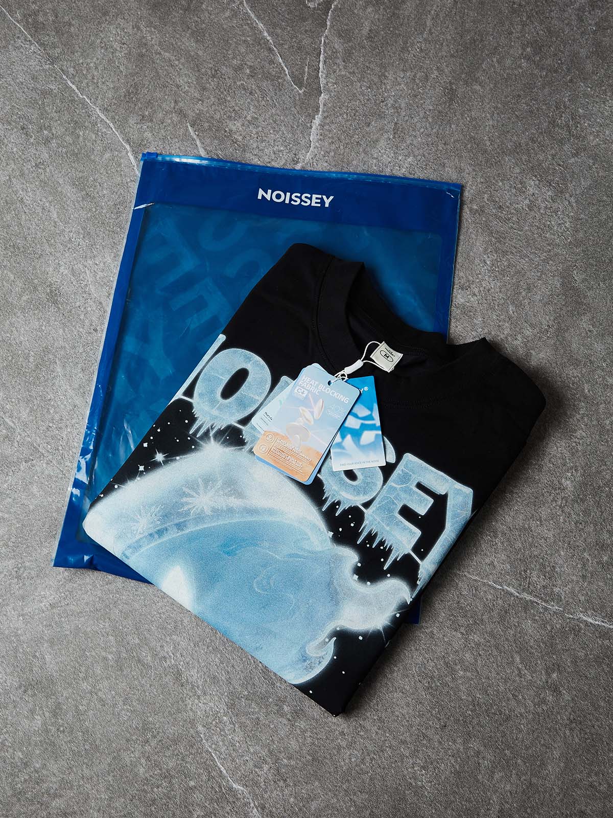 NOISSEY "Ice Fire Sprite" Oversize Heavyweight Glossy Art Tee - Onyx Black