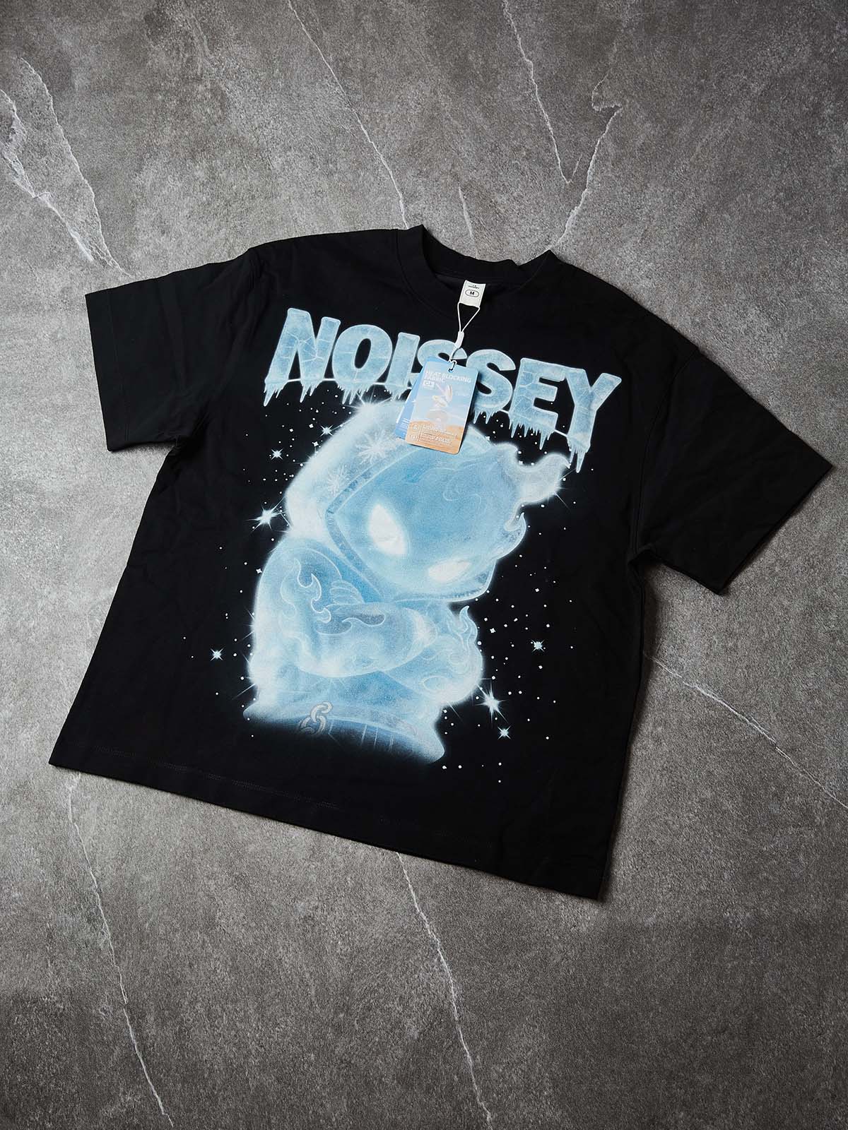 NOISSEY "Ice Fire Sprite" Oversize Heavyweight Glossy Art Tee - Onyx Black