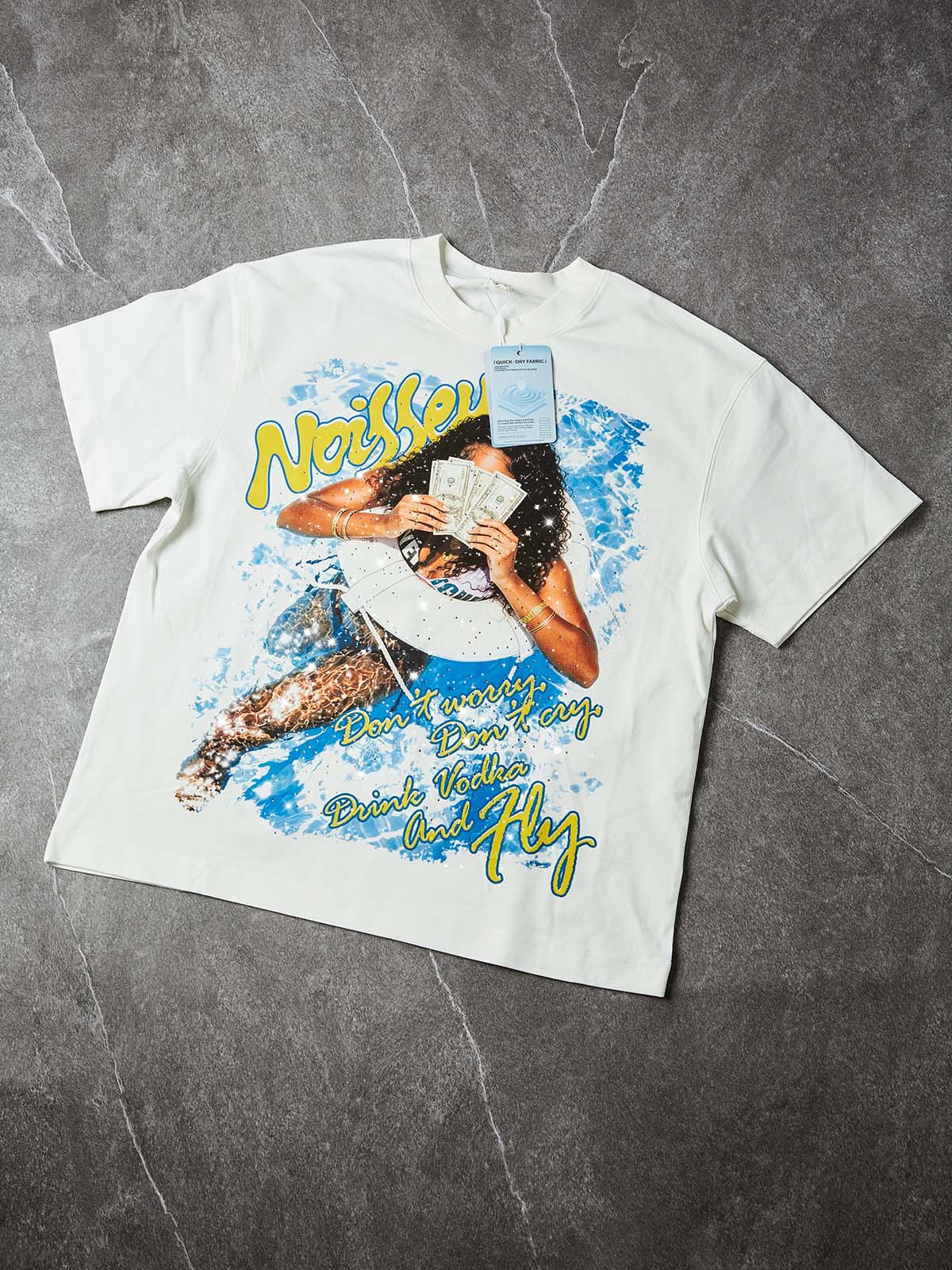 NOISSEY "Dark Angel" Live Your Best Life Boxy Tee - Cloud White