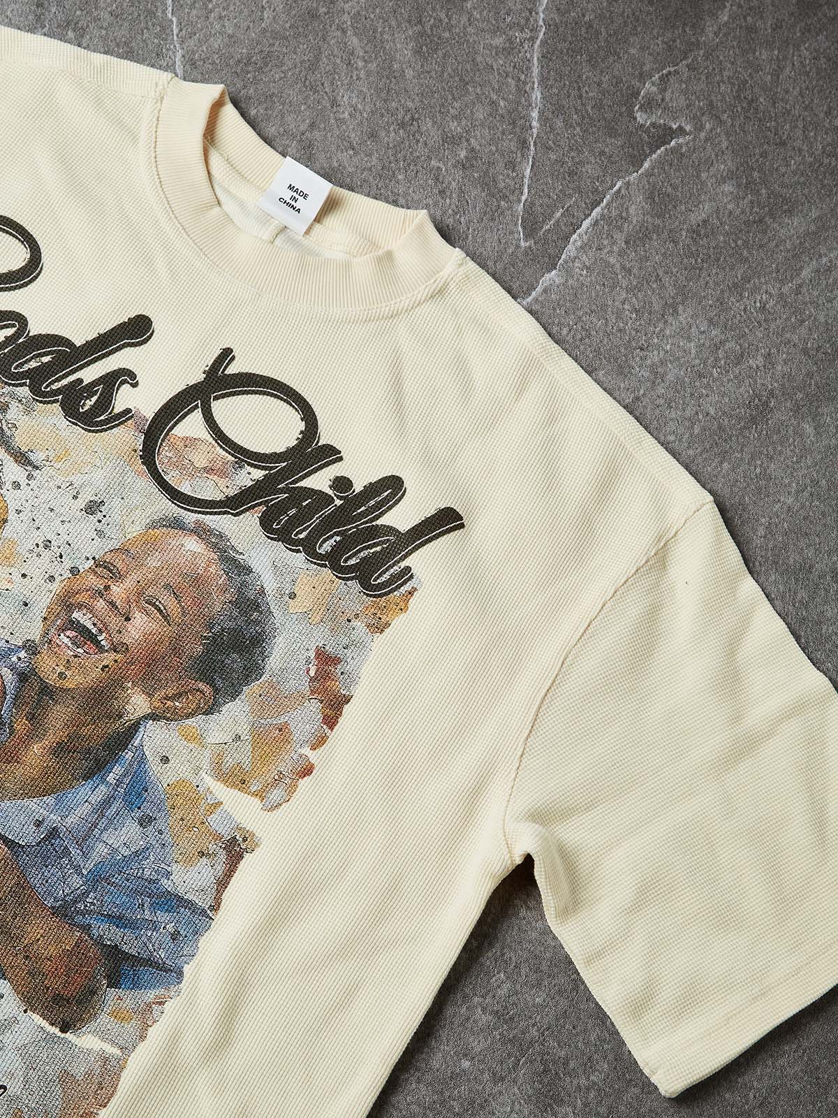 NOISSEY God's Child Boxy Heavyweight Vintage Gradient Art Tee - Sandstone Beige
