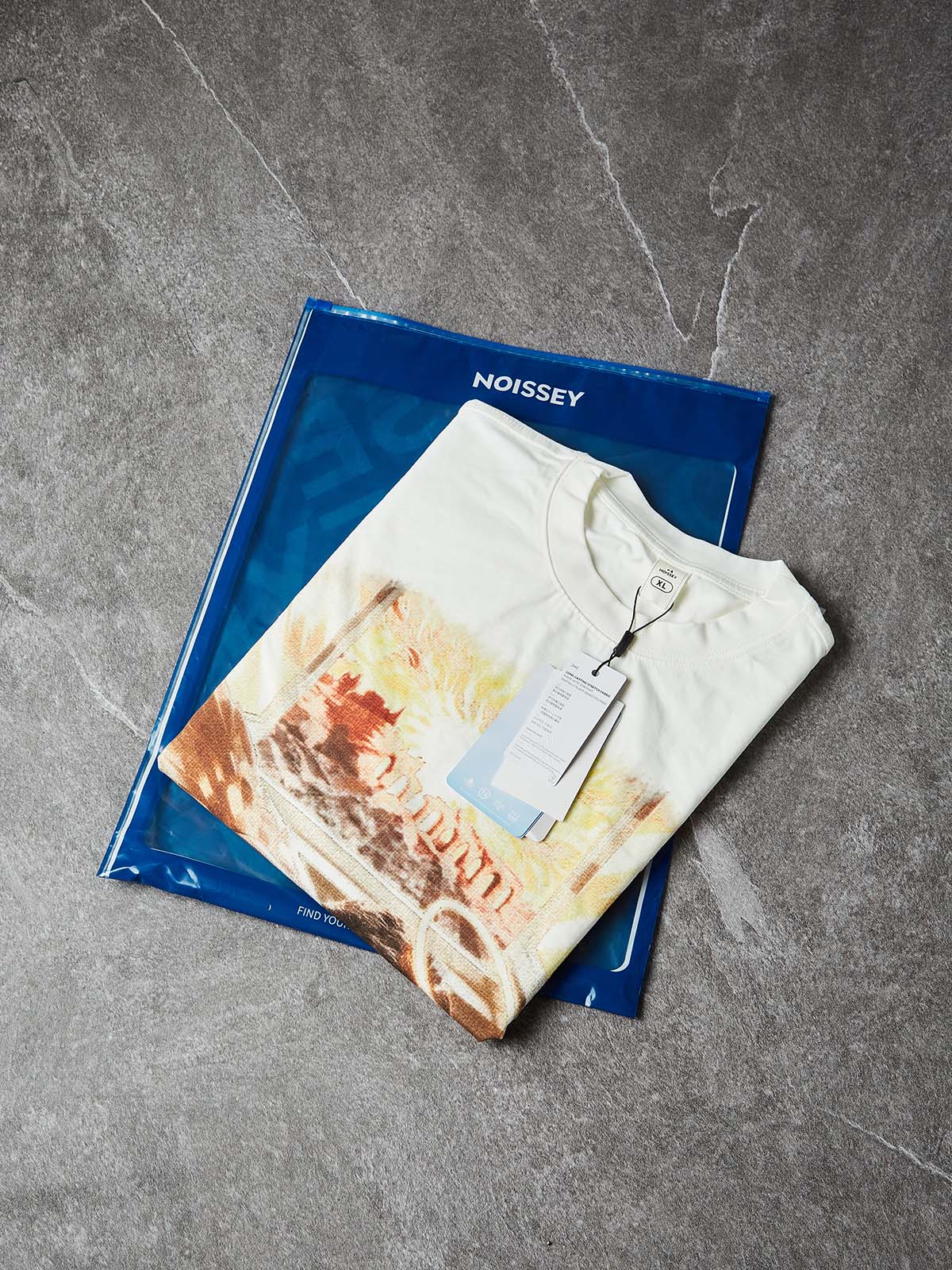 NOISSEY "Live Your Best Life" Dark Angel Art Boxy Heavyweight Tee - Cloud White