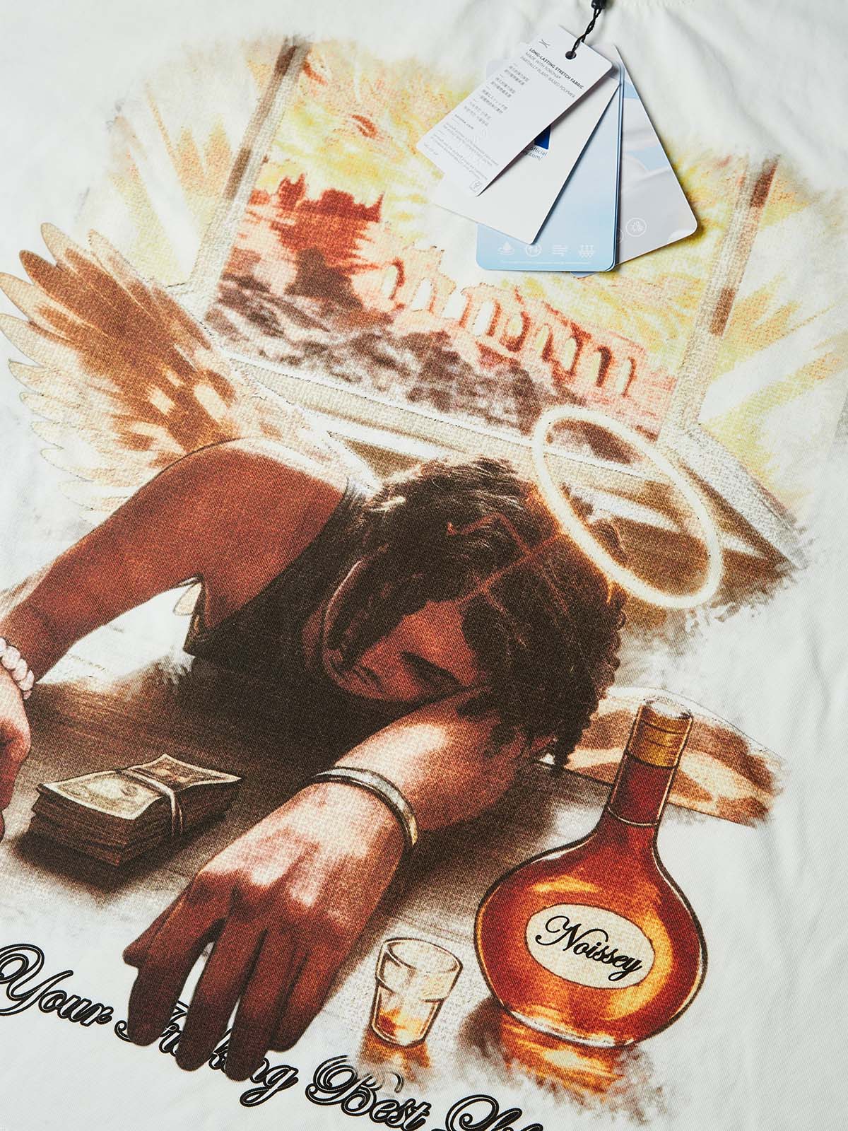 NOISSEY "Live Your Best Life" Dark Angel Art Boxy Heavyweight Tee - Cloud White