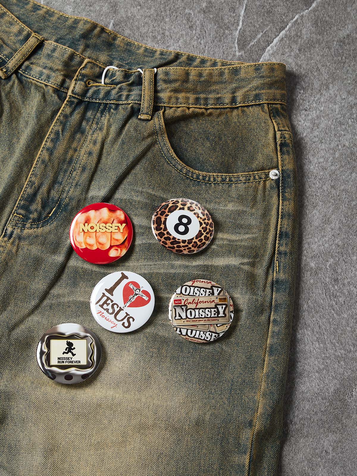 NOISSEY Badge-Work Vintage Wash Boxy Denim Culottes - Dirty Mud