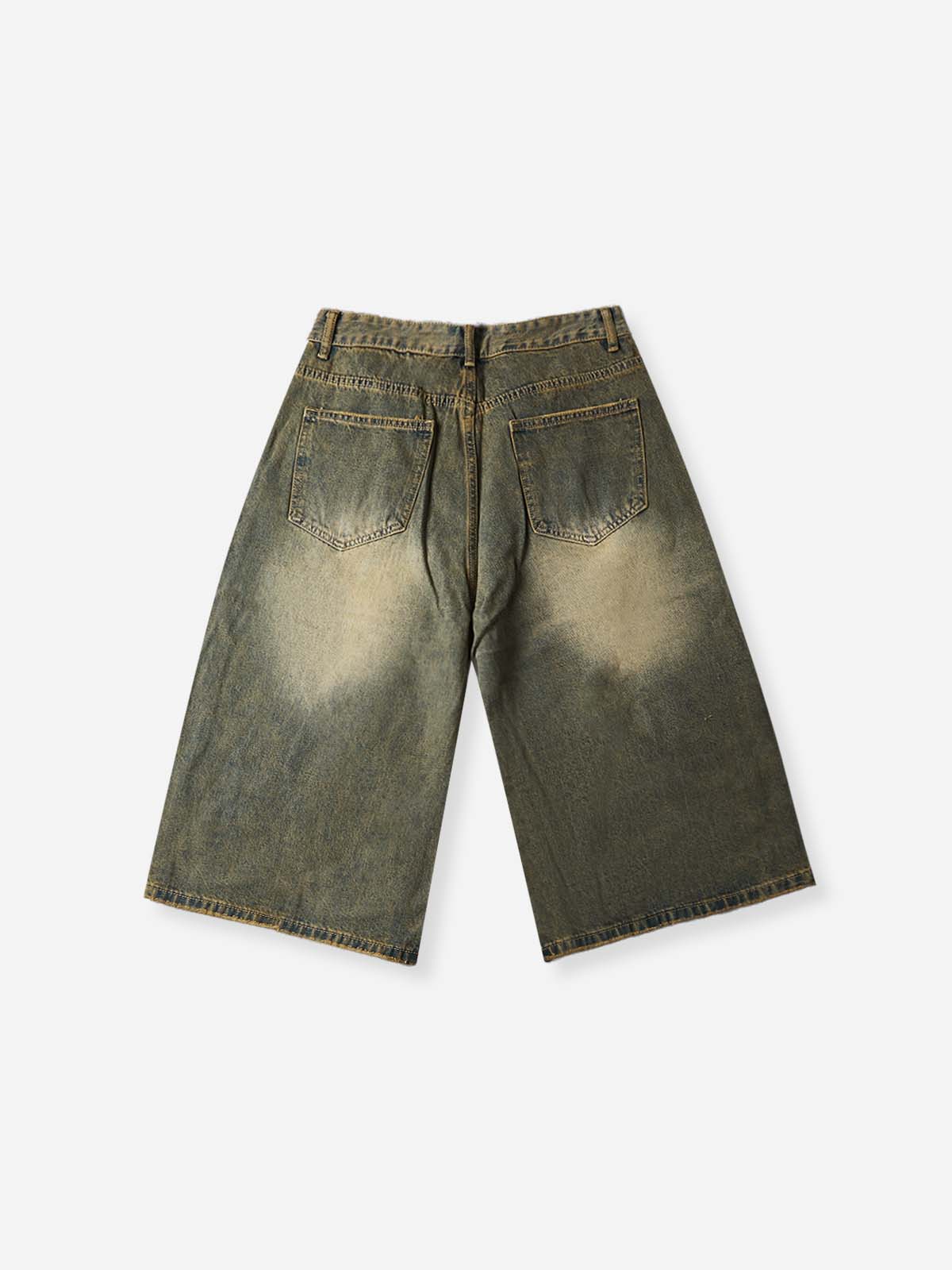 NOISSEY Badge-Work Vintage Wash Boxy Denim Culottes - Dirty Mud