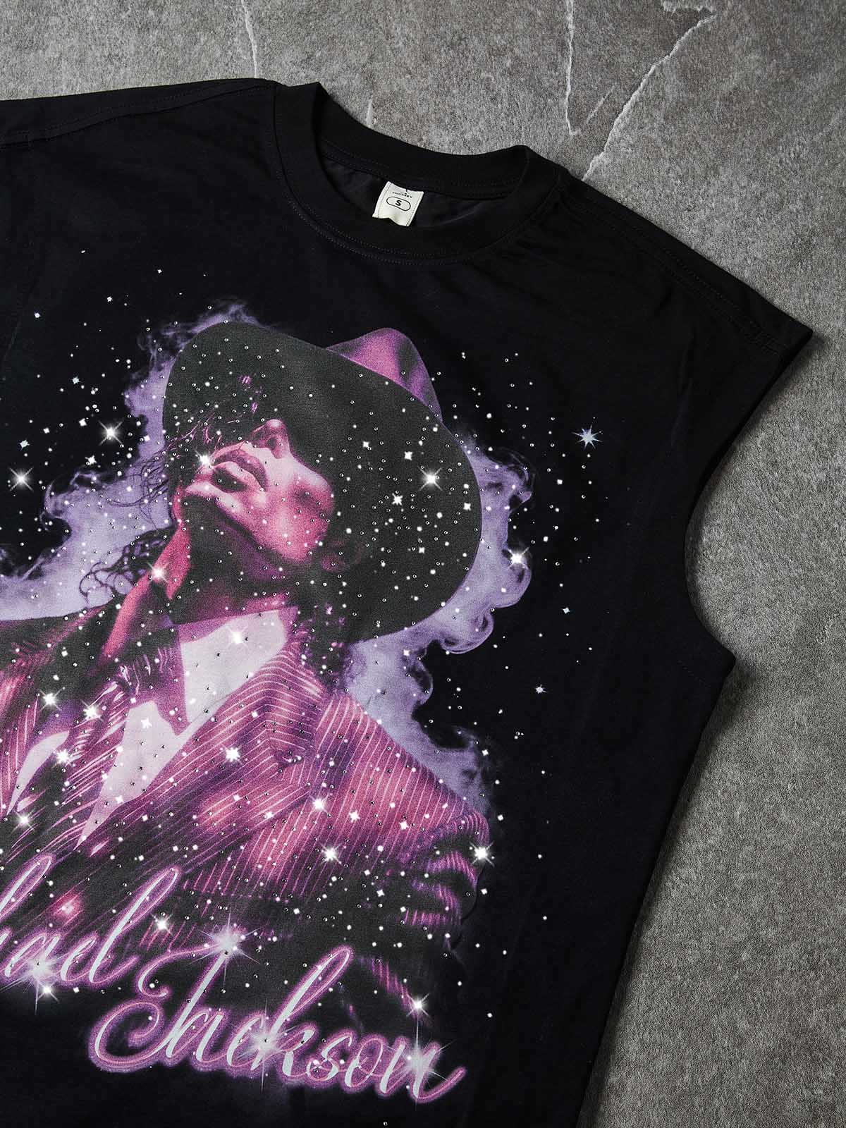 NOISSEY "STARLIGHT CRUISE" REAL-RHINESTONE GRAPHIC TANK TOP