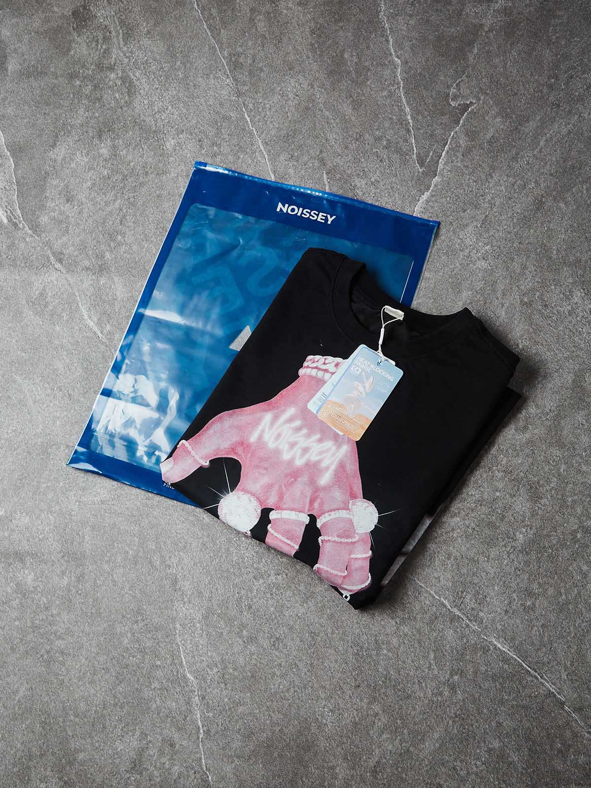 NOISSEY Hand of Seraph Pink Neon Angelic Tank Top - Onyx Black
