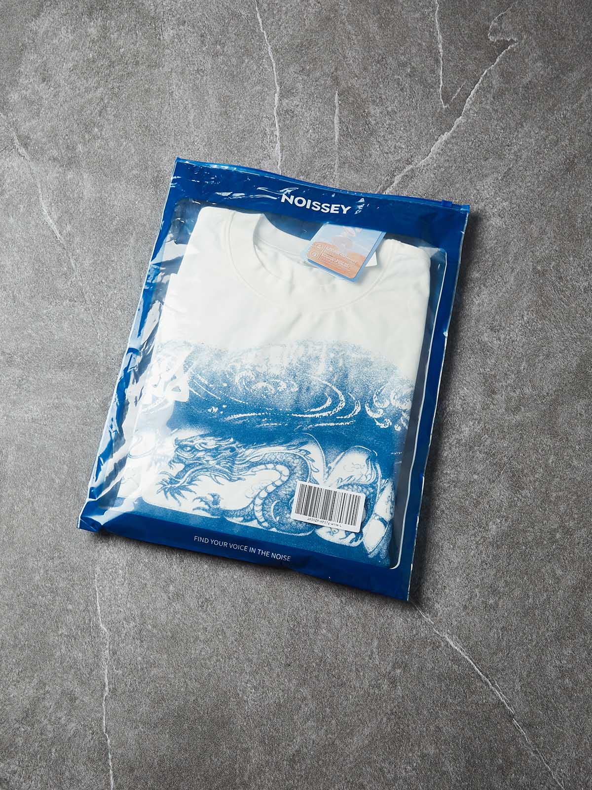 NOISSEY Dragon Grills Blue & White Porcelain Art Print T-Shirt - Porcelain White
