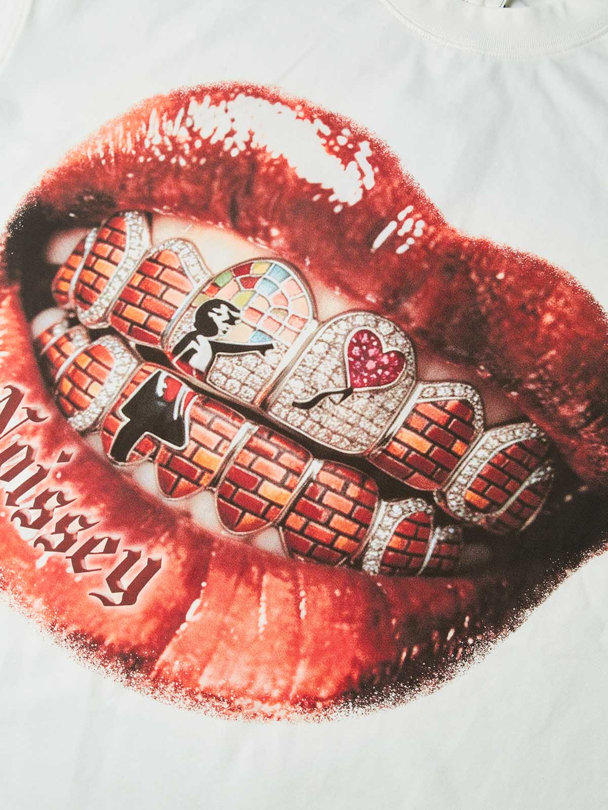 NOISSEY "Urban Heart" Brick Wall & Love Heart Grill Art Print T-Shirt - Racing White
