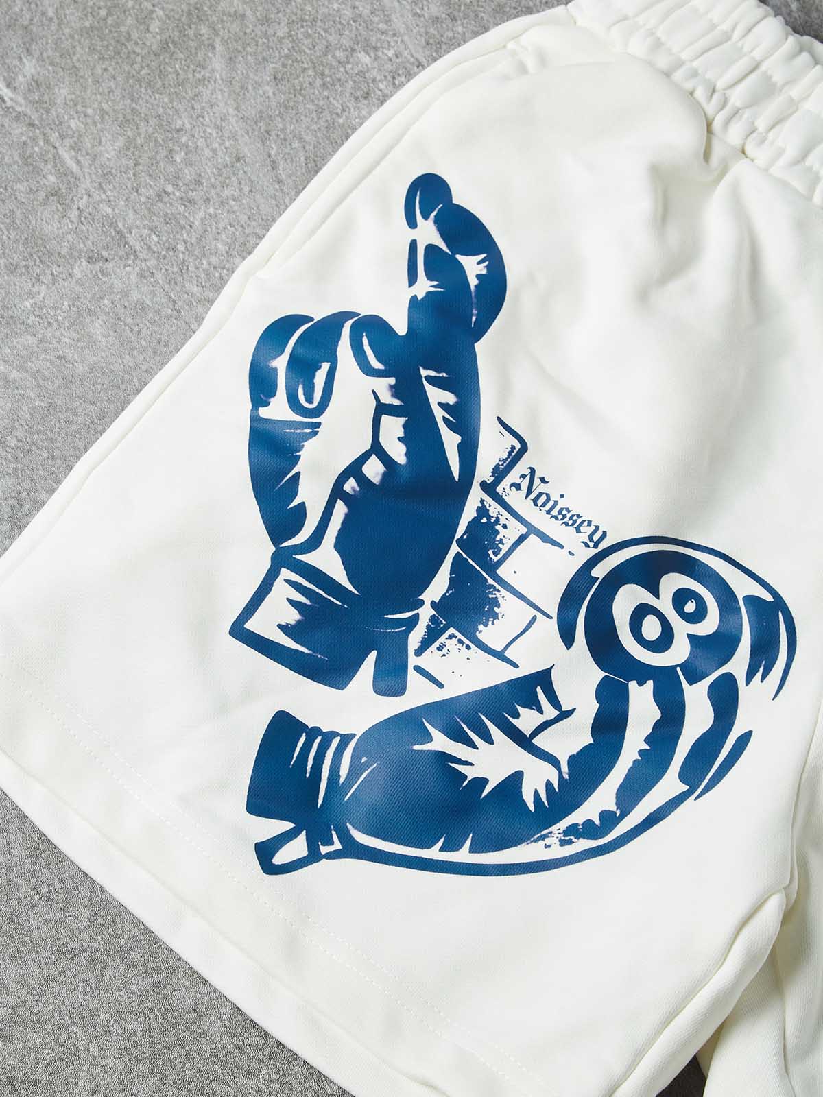 NOISSEY "Good Times Bad Times" Boxy Heavyweight Mask Art Shorts - White