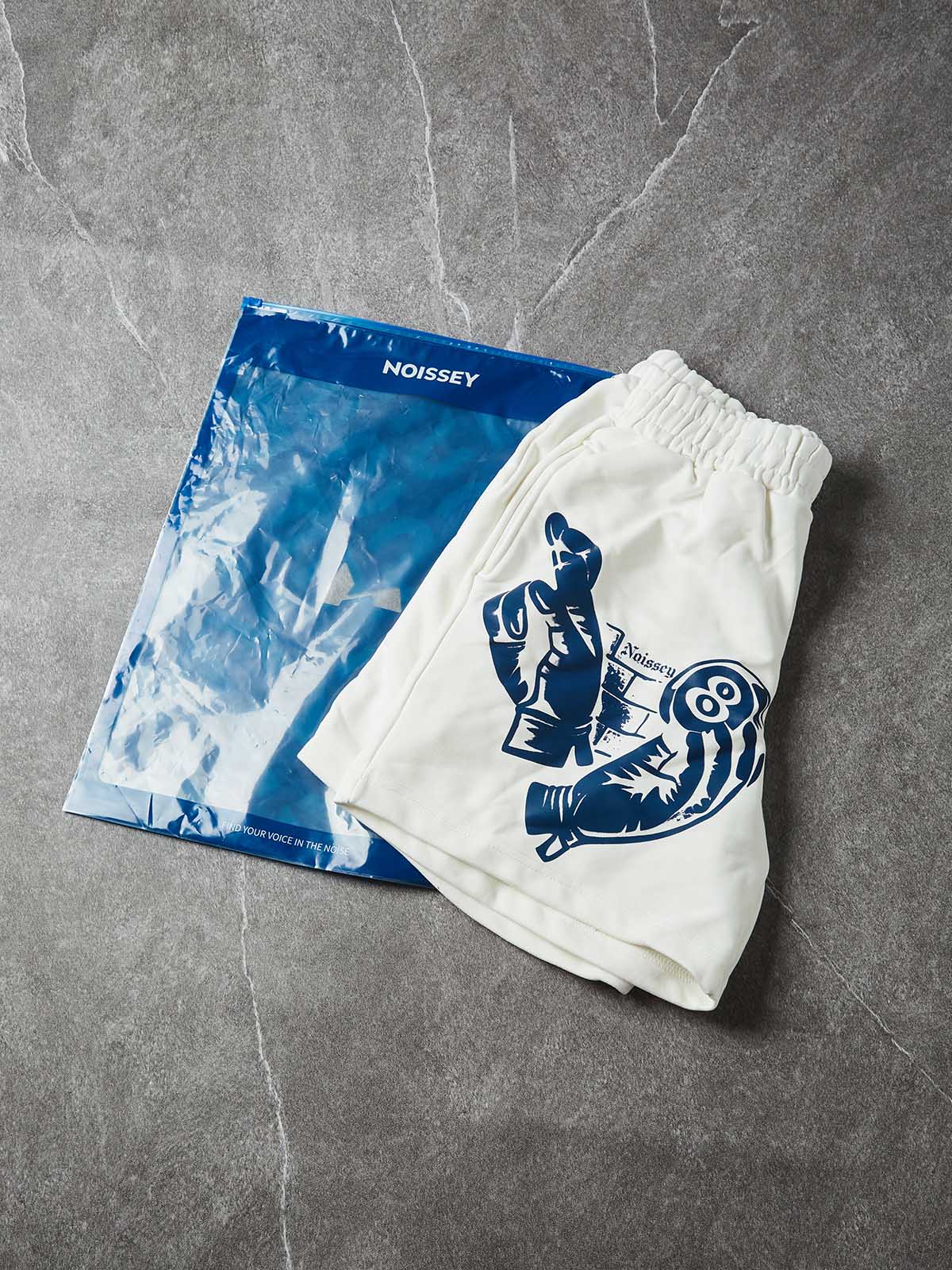 NOISSEY "Good Times Bad Times" Boxy Heavyweight Mask Art Shorts - White