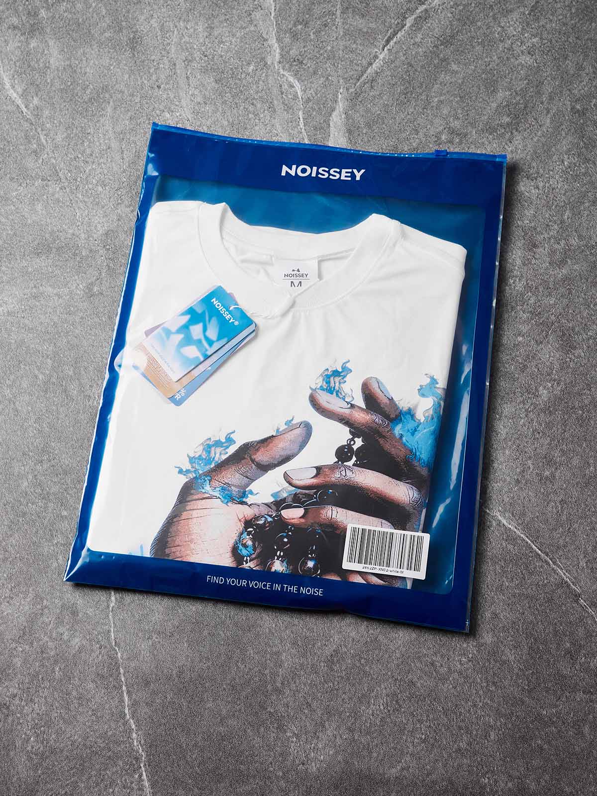 NOISSEY "Eternal Flame" Blue Fire Cross & Rosary Graphic Sleeveless Tank - Cream White