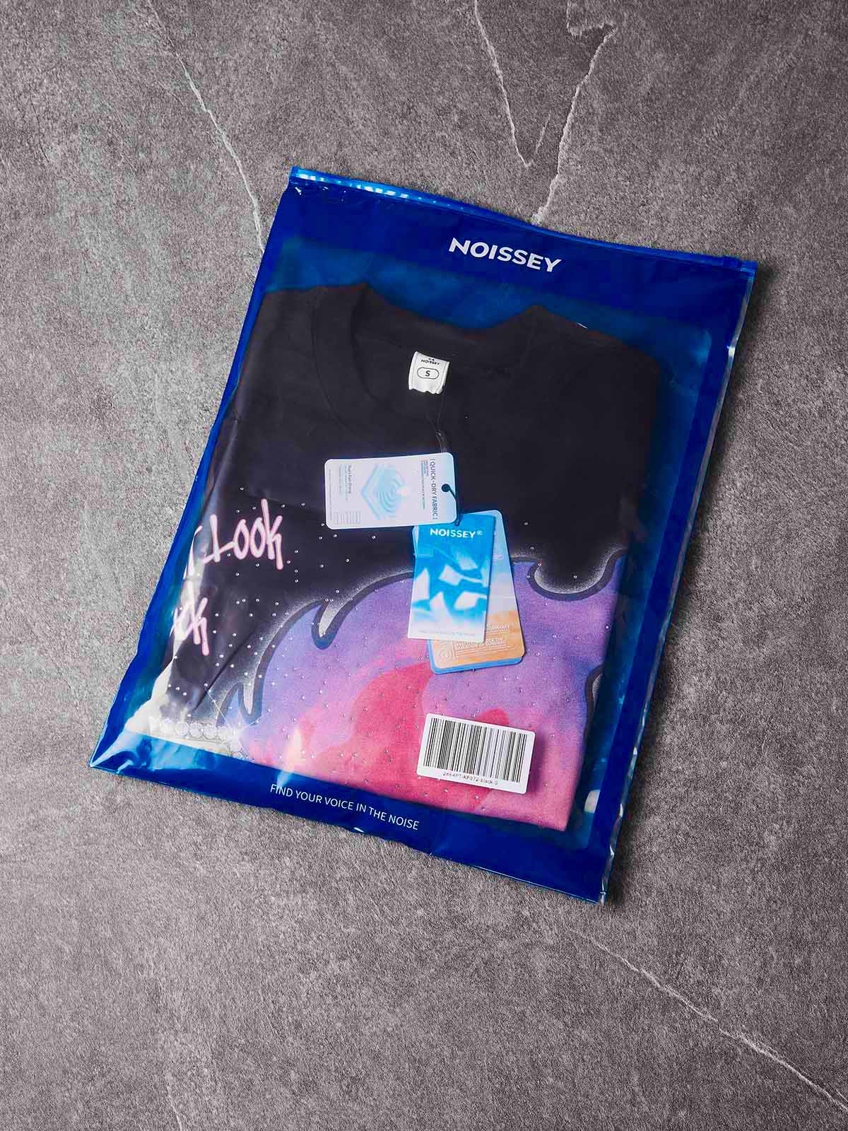 NOISSEY "Don't Look Back" Purple Fire Money Spirit Luxury Iced-Out T-Shirt - Onyx Black