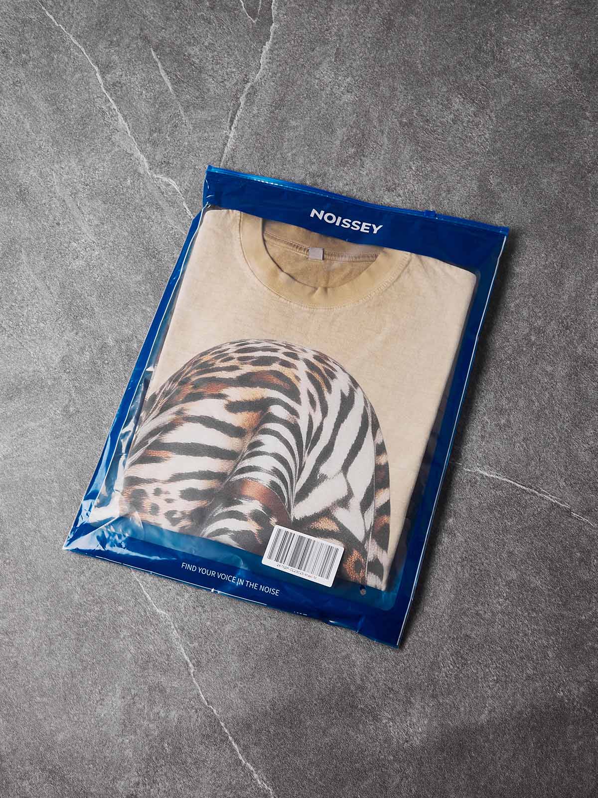 NOISSEY "Leopard Bandit" Graphic Oversized Tee - Sand Beige