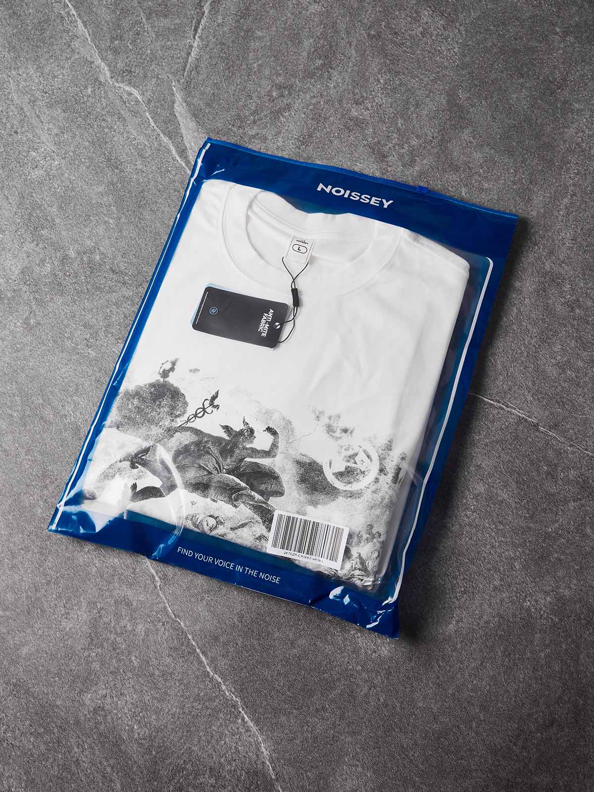 NOISSEY "Divine Herald" Greek Mythology Engraving Long-Sleeve Tee - Pure White