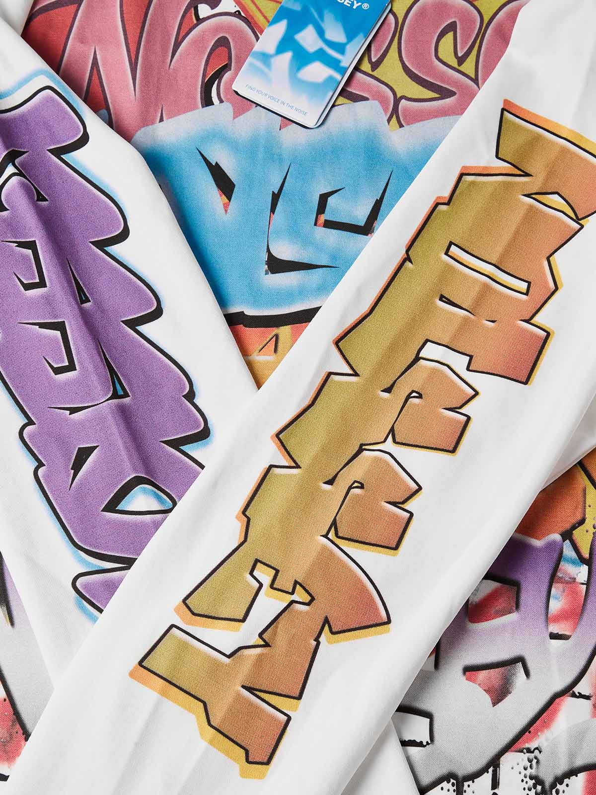 NOISSEY Multilayer Gradient Graffiti Long-Sleeve Tee - Pure White