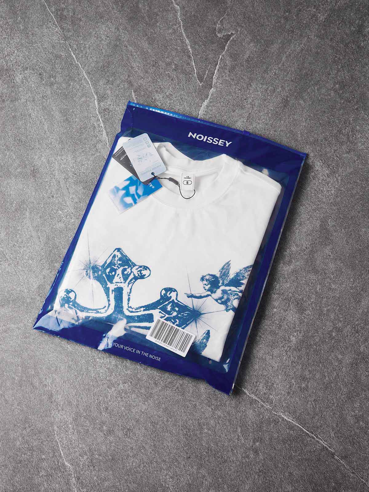 NOISSEY "Blue Cross Angels" Boxy Heavyweight Art Long Sleeve - Cloud White