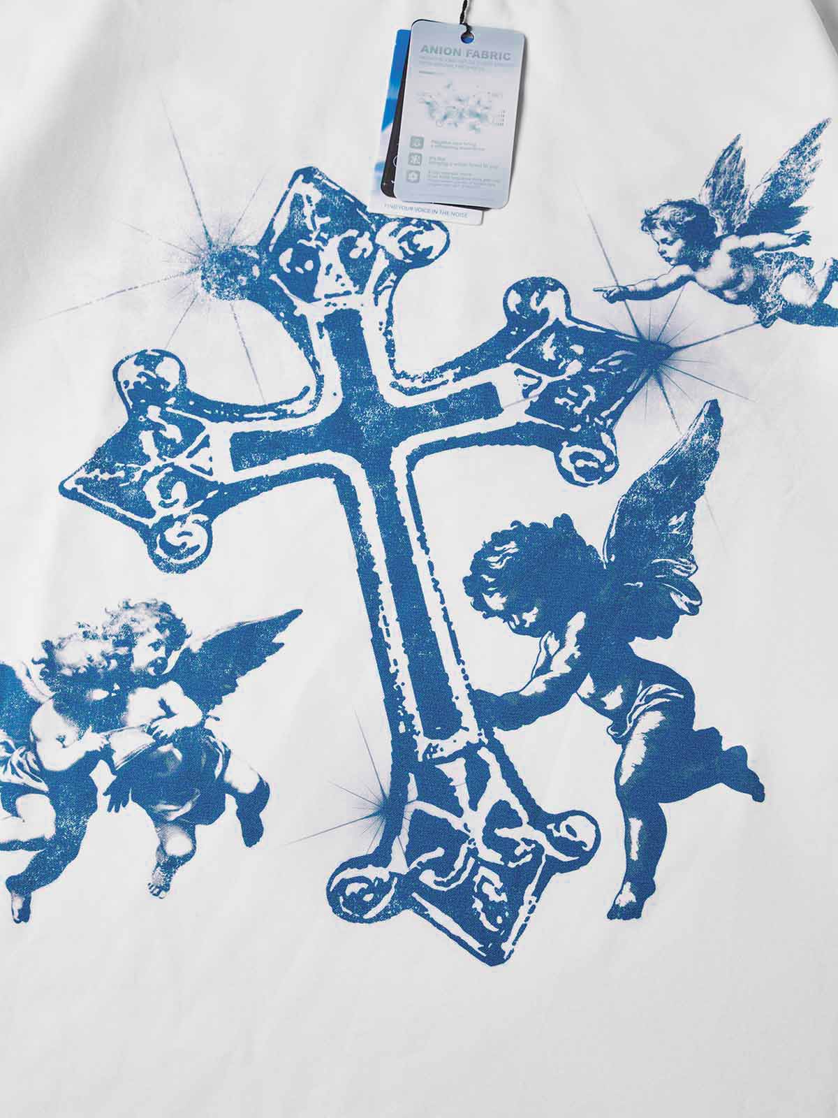 NOISSEY "Blue Cross Angels" Boxy Heavyweight Art Long Sleeve - Cloud White