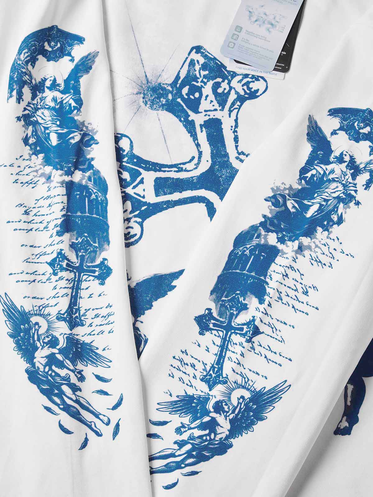 NOISSEY "Blue Cross Angels" Boxy Heavyweight Art Long Sleeve - Cloud White