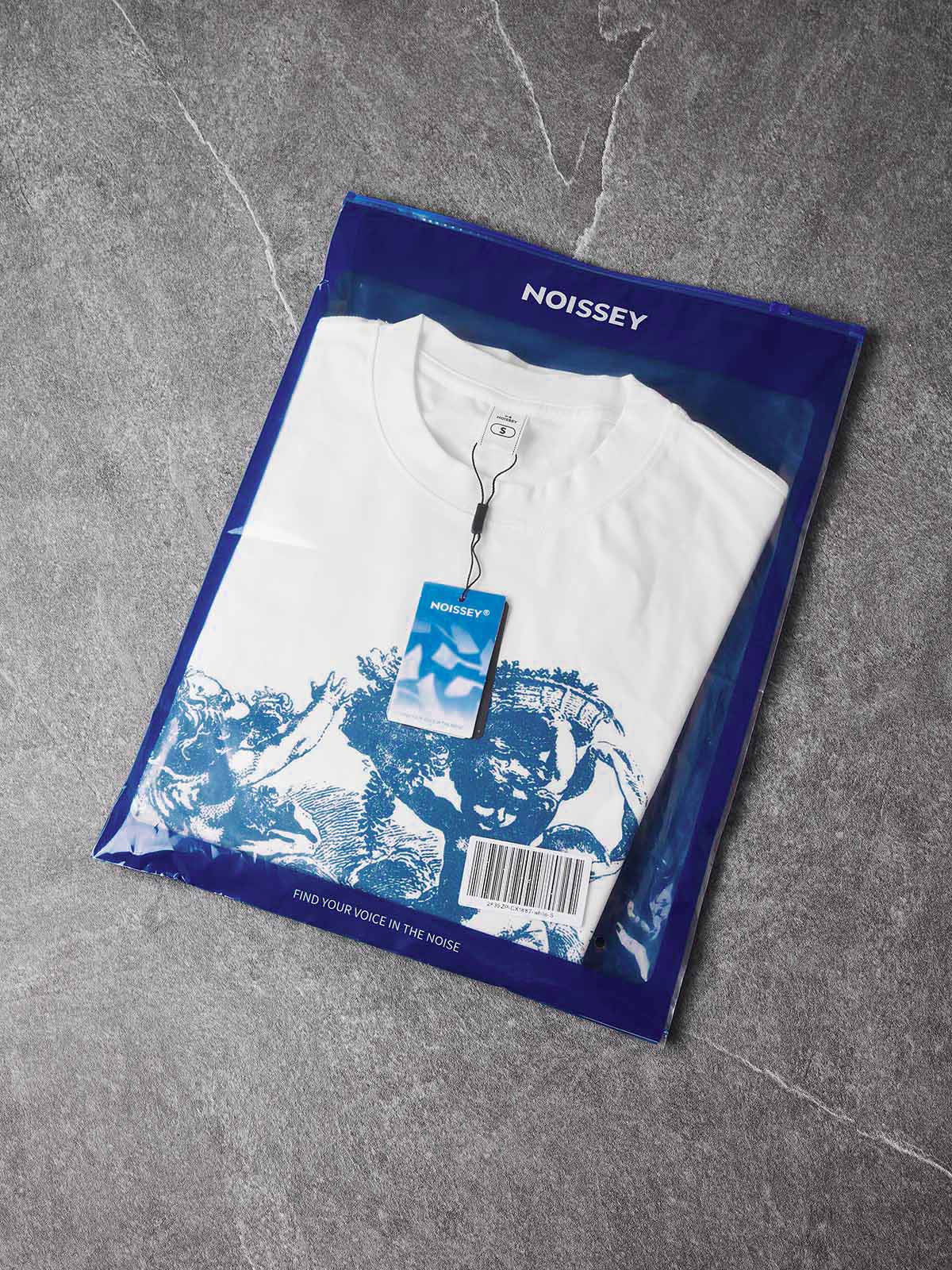 NOISSEY "Blue Cherubs" Boxy Heavyweight Art Long Sleeve - Cloud White