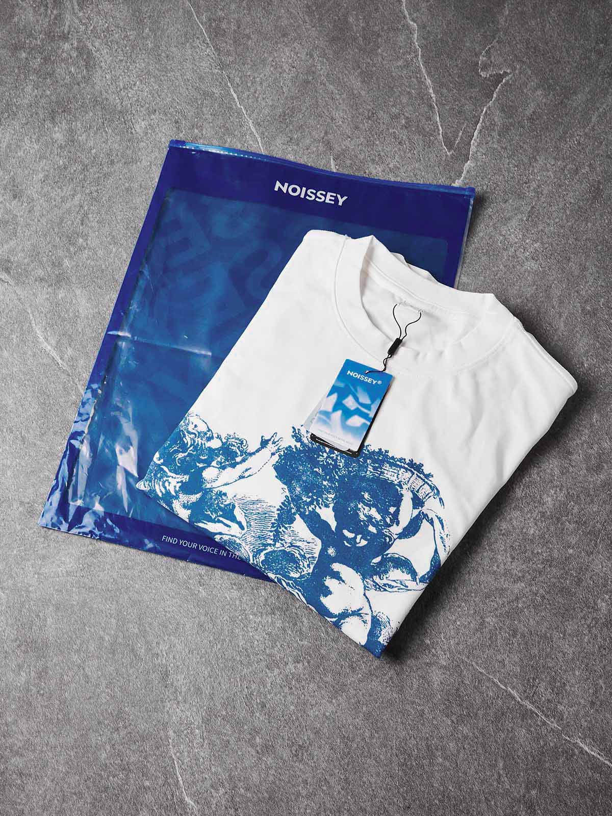 NOISSEY "Blue Cherubs" Boxy Heavyweight Art Long Sleeve - Cloud White