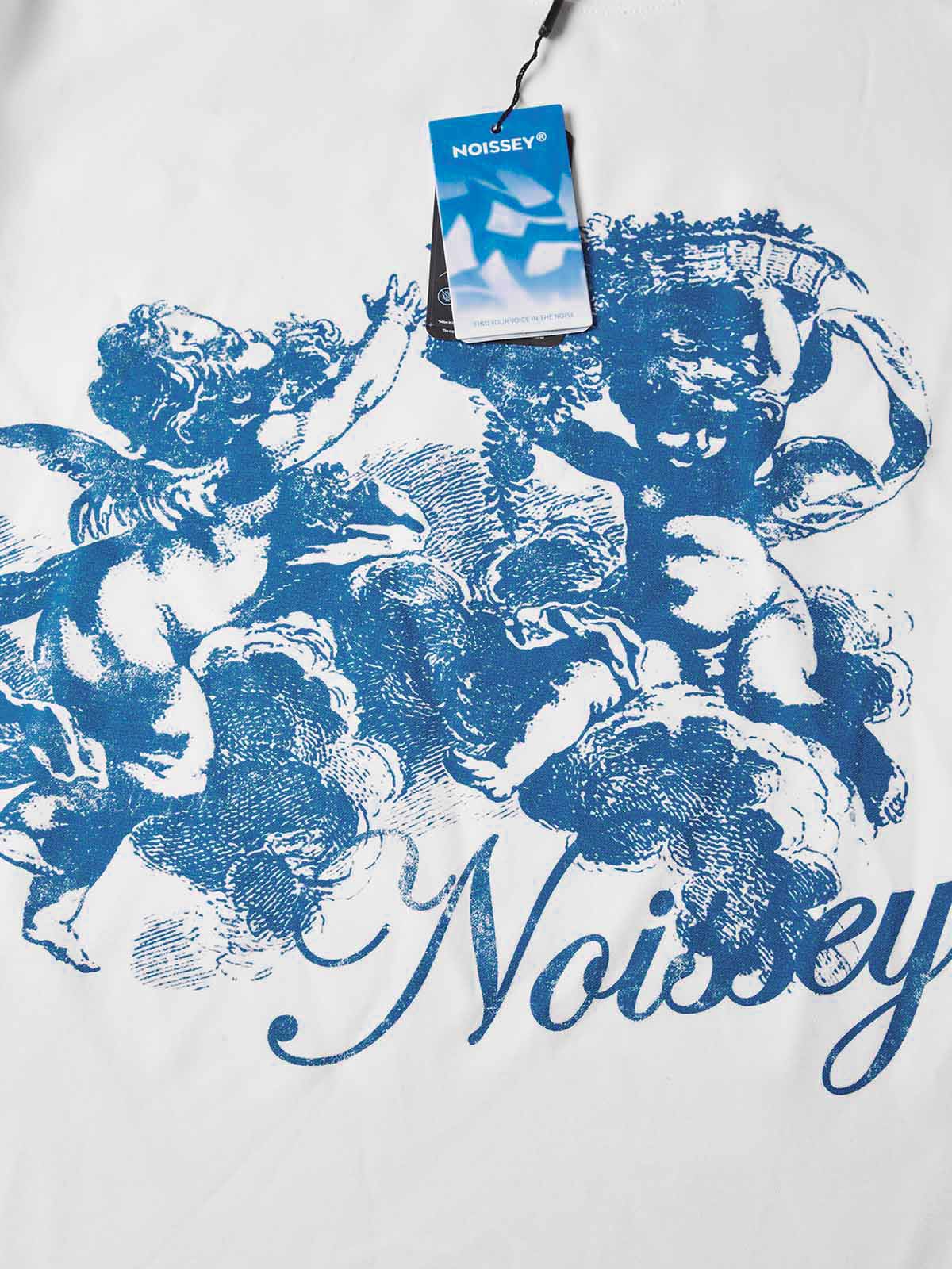 NOISSEY "Blue Cherubs" Boxy Heavyweight Art Long Sleeve - Cloud White