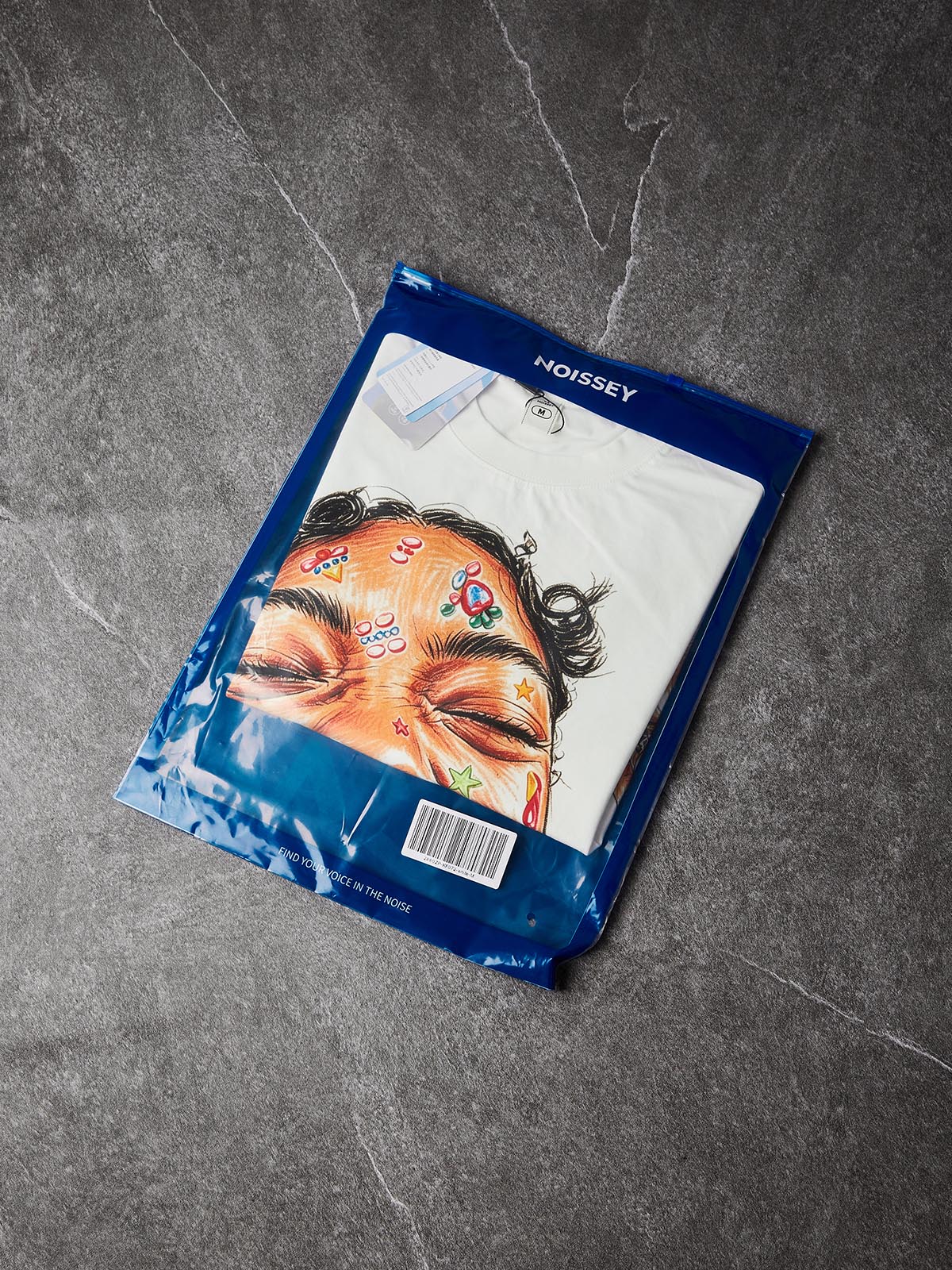 NOISSEY "Y2K Colorful Smiley" Graphic Boxy Tee - Premium White
