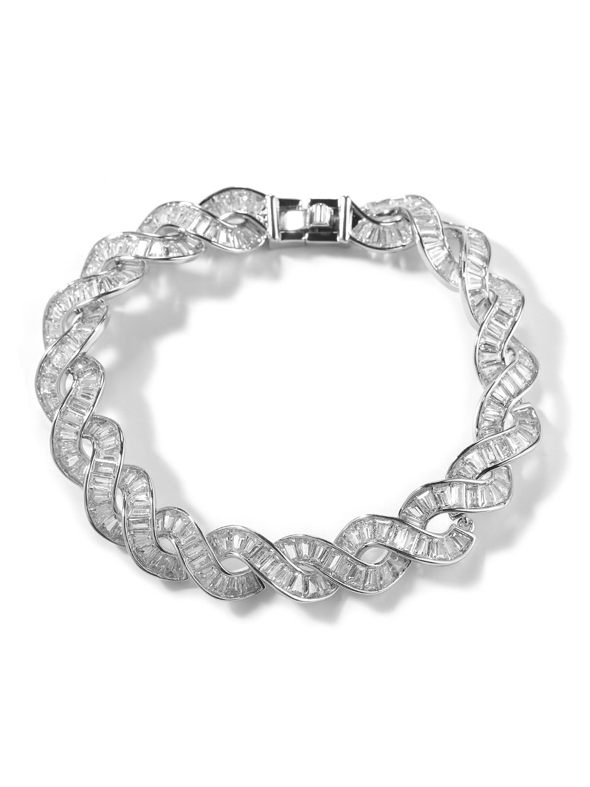 Men's Iced Out Spiral DNA Baguette Bracelet