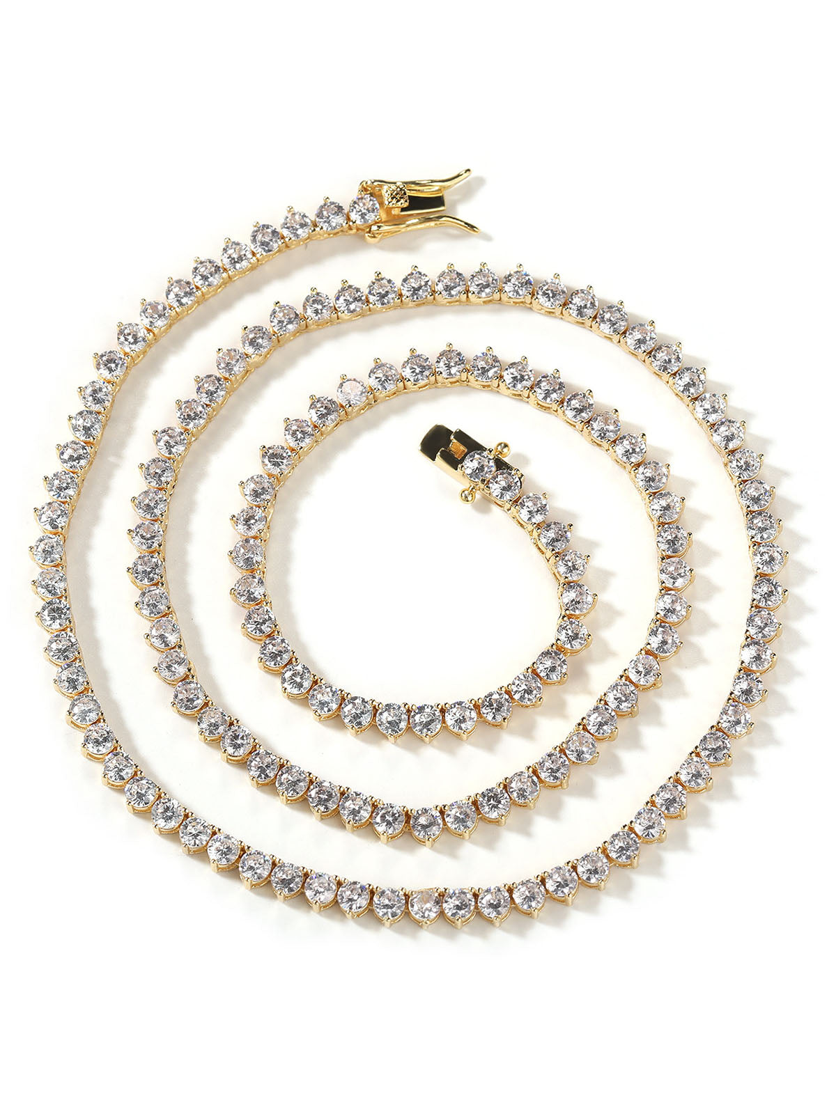 3-Prong Heart CZ Tennis Chain Necklace