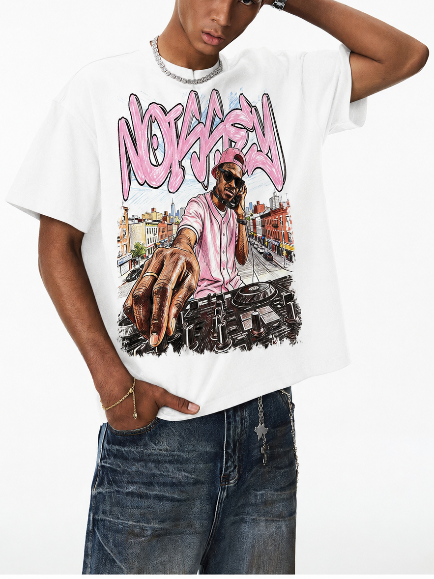 NOISSEY City Sound Boxy Heavyweight Graphic Tee - White