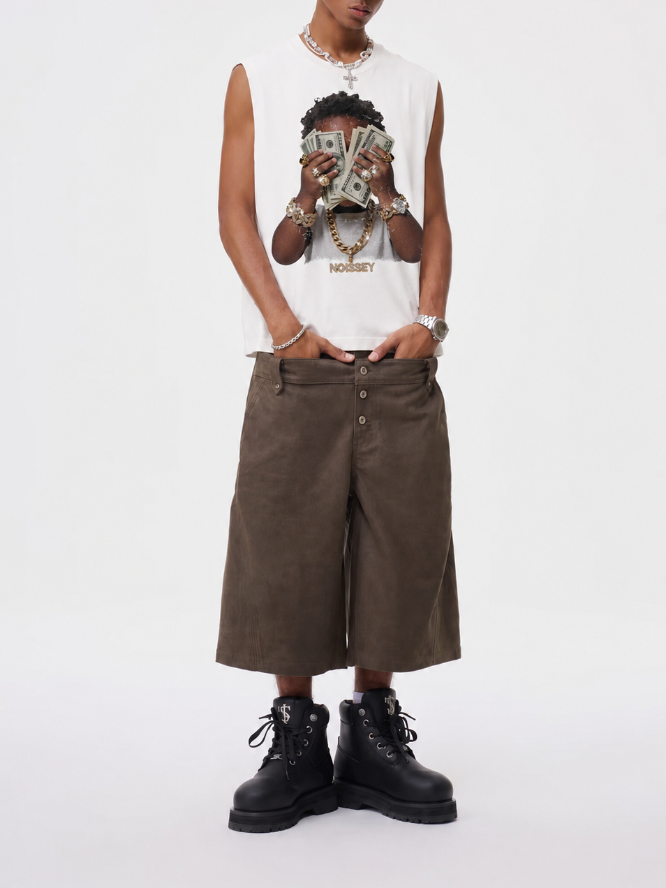 NOISSEY Wealthy Baby Vintage Print Tank Top