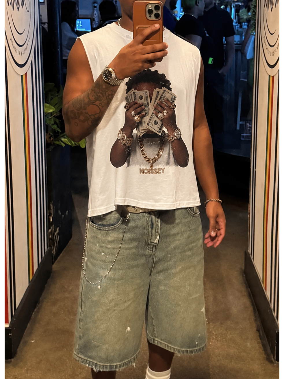 NOISSEY Wealthy Baby Vintage Print Tank Top