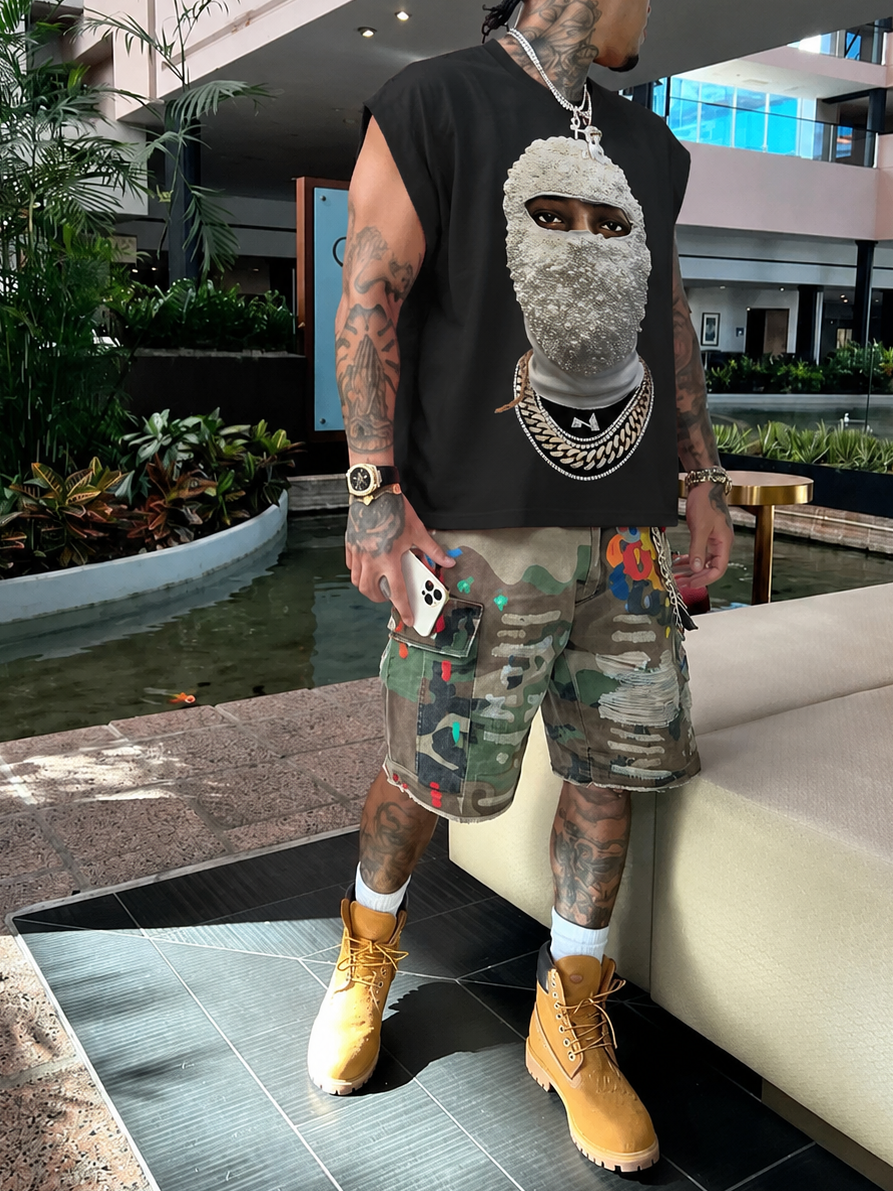 NOISSEY Pearl Balaclava Print Tank Top
