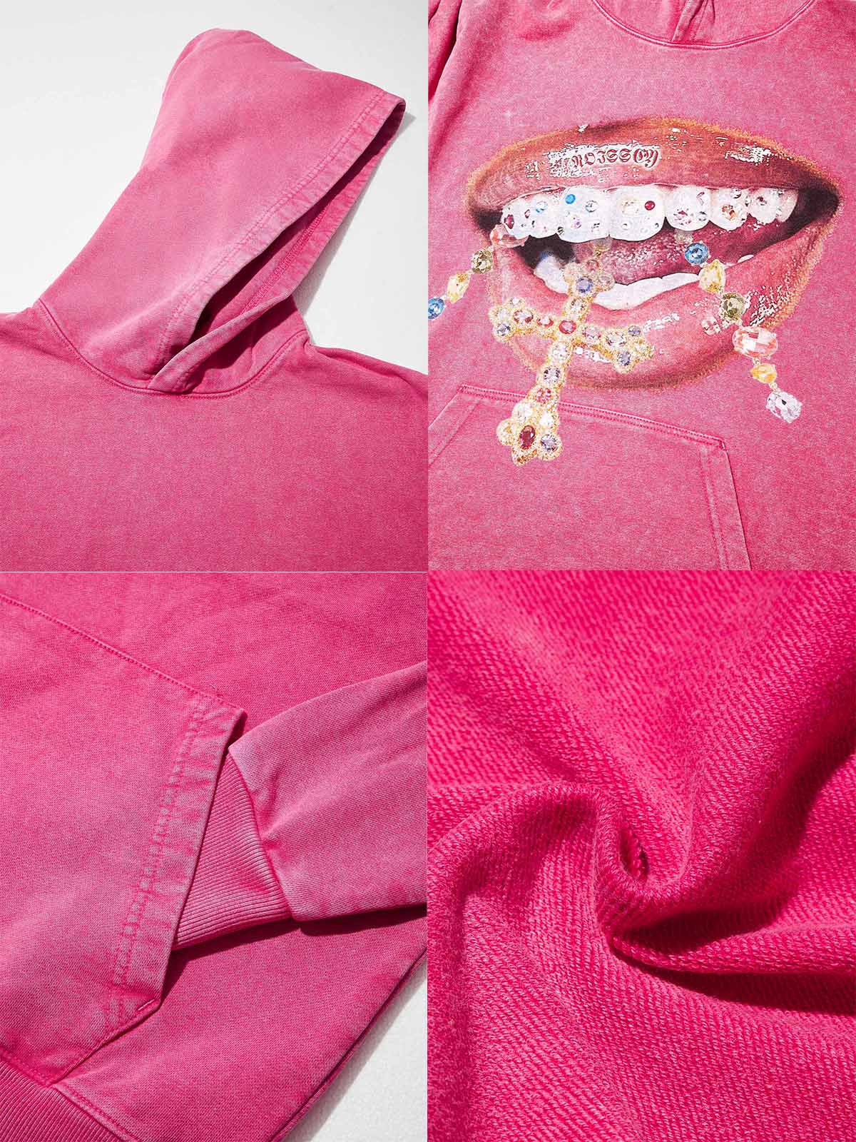 Close-up of 425g heavyweight cotton fabric texture showing vintage wash details