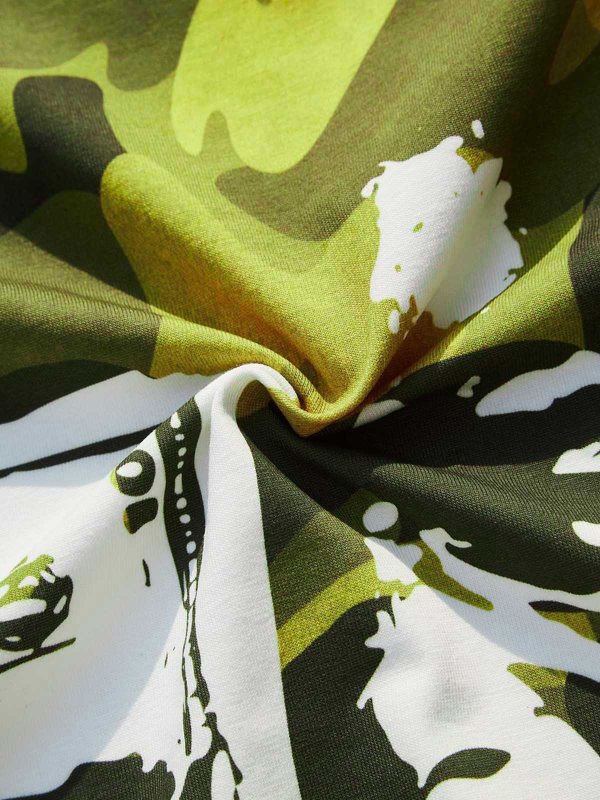 Detail showing the smooth texture of the printed graphic t-shirt