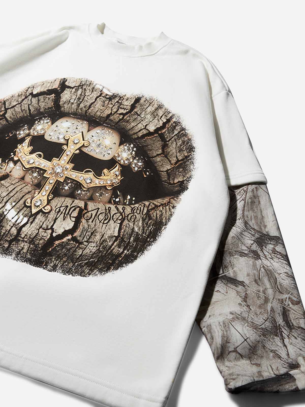 Flat lay of the NOISSEY layered long sleeve shirt showing the boxy fit