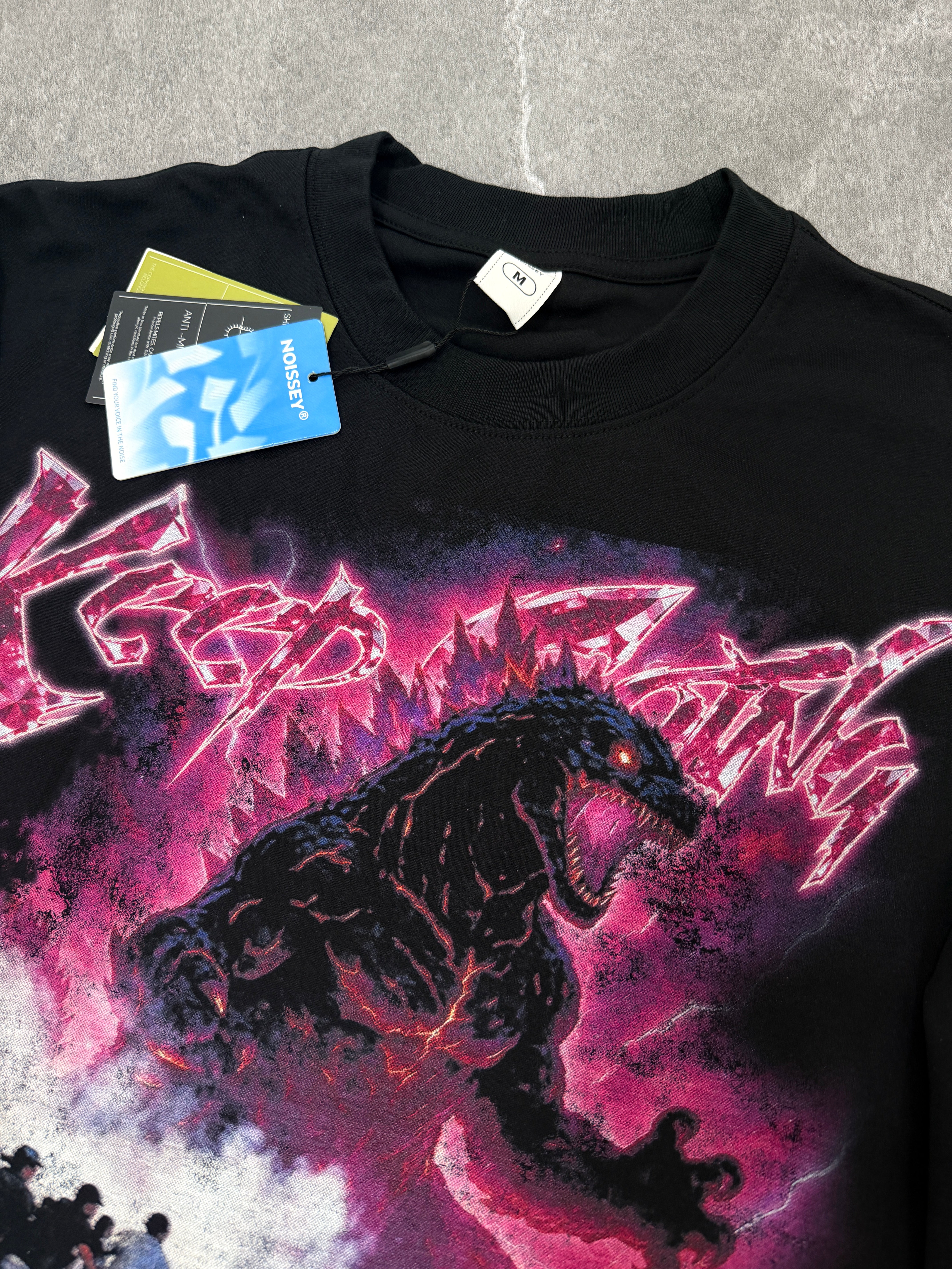 NOISSEY "Keep Going" Pink Diamond Godzilla & Supercar Black Long Sleeve Tee