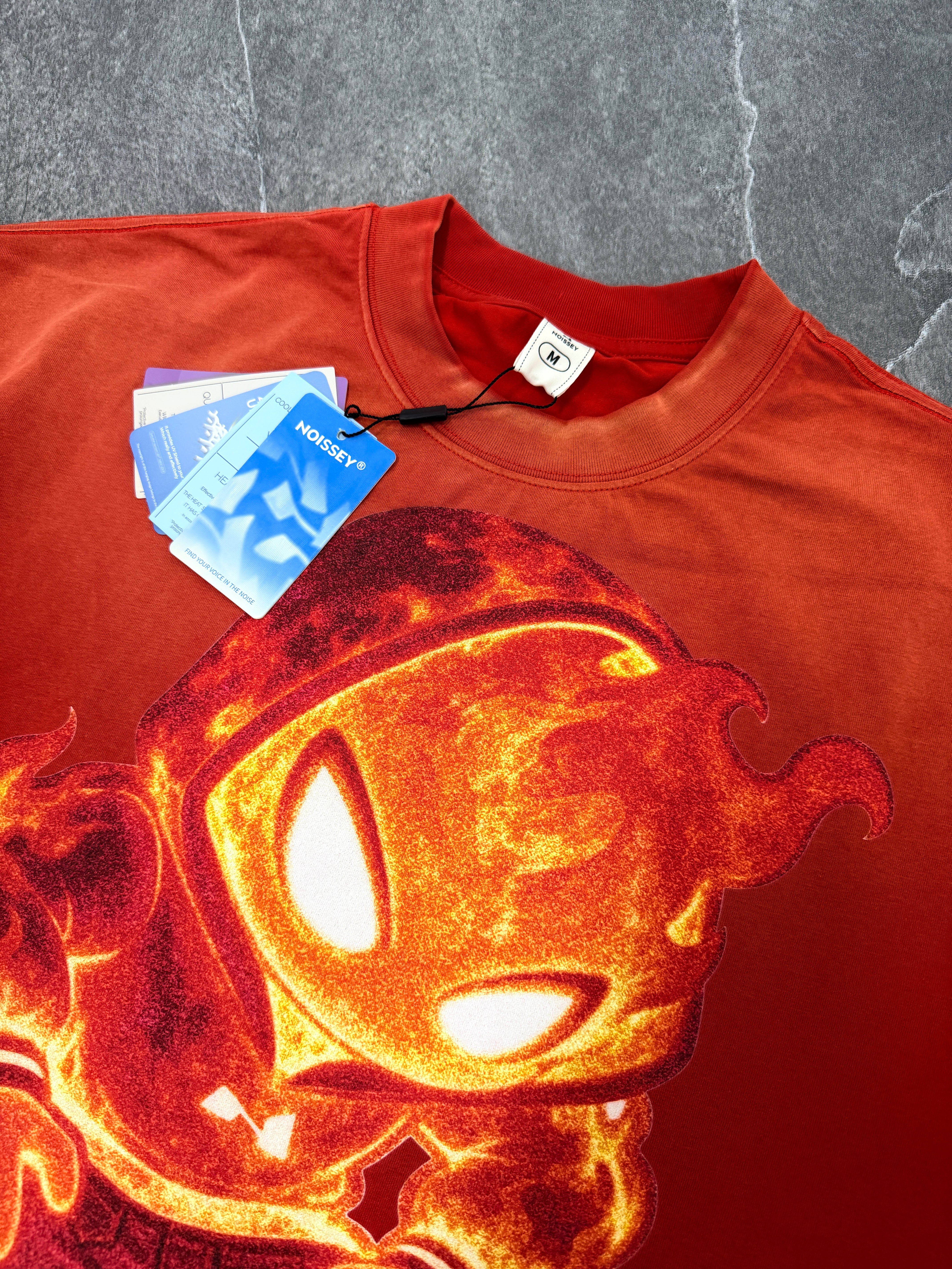 NOISSEY Orange Flameboy IP & Diamond Chain Graphic Orange-Red Gradient T-Shirt