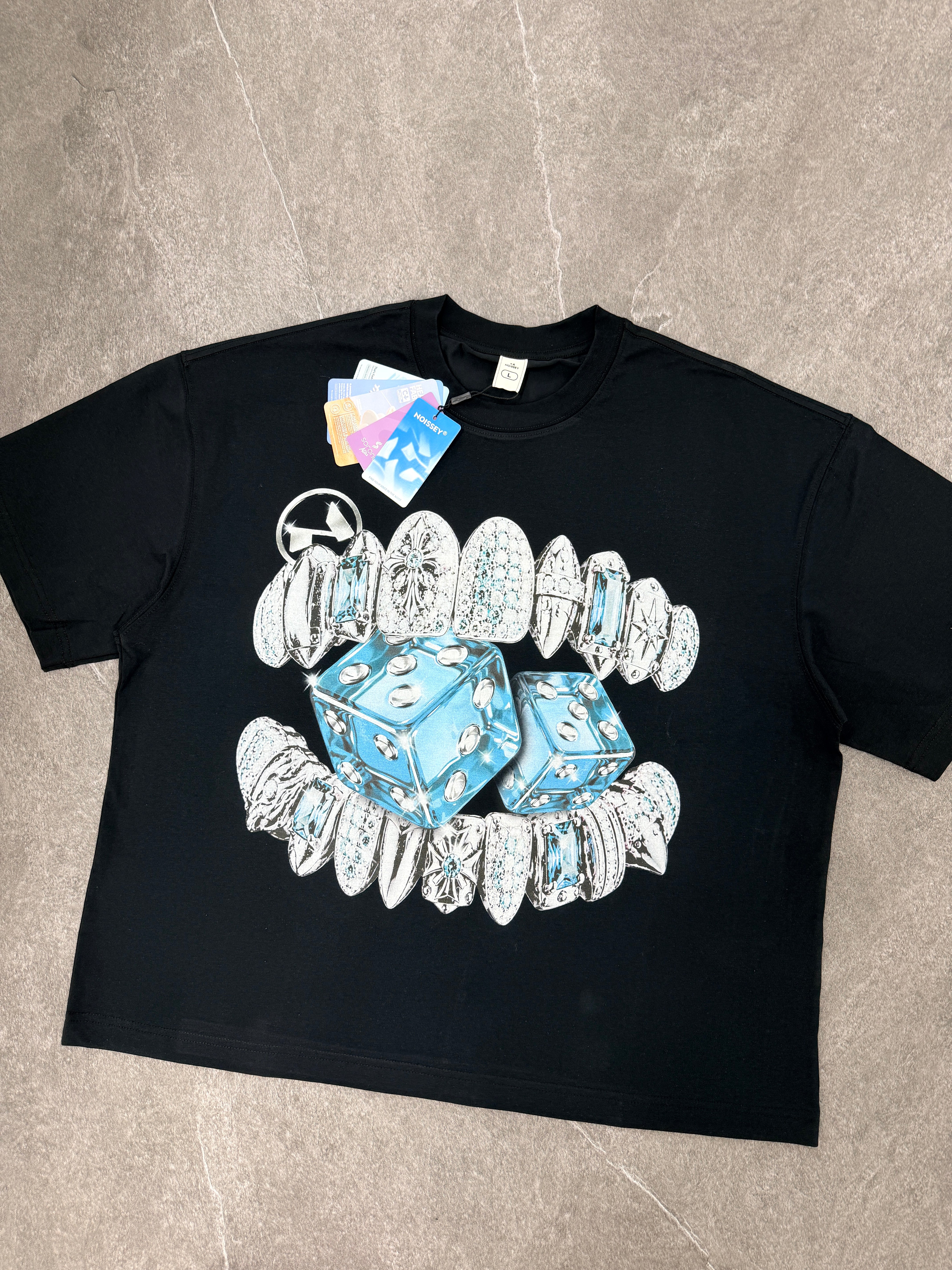 NOISSEY Diamond Dice Grillz Graphic Boxy Tee - Streetwear T-Shirt