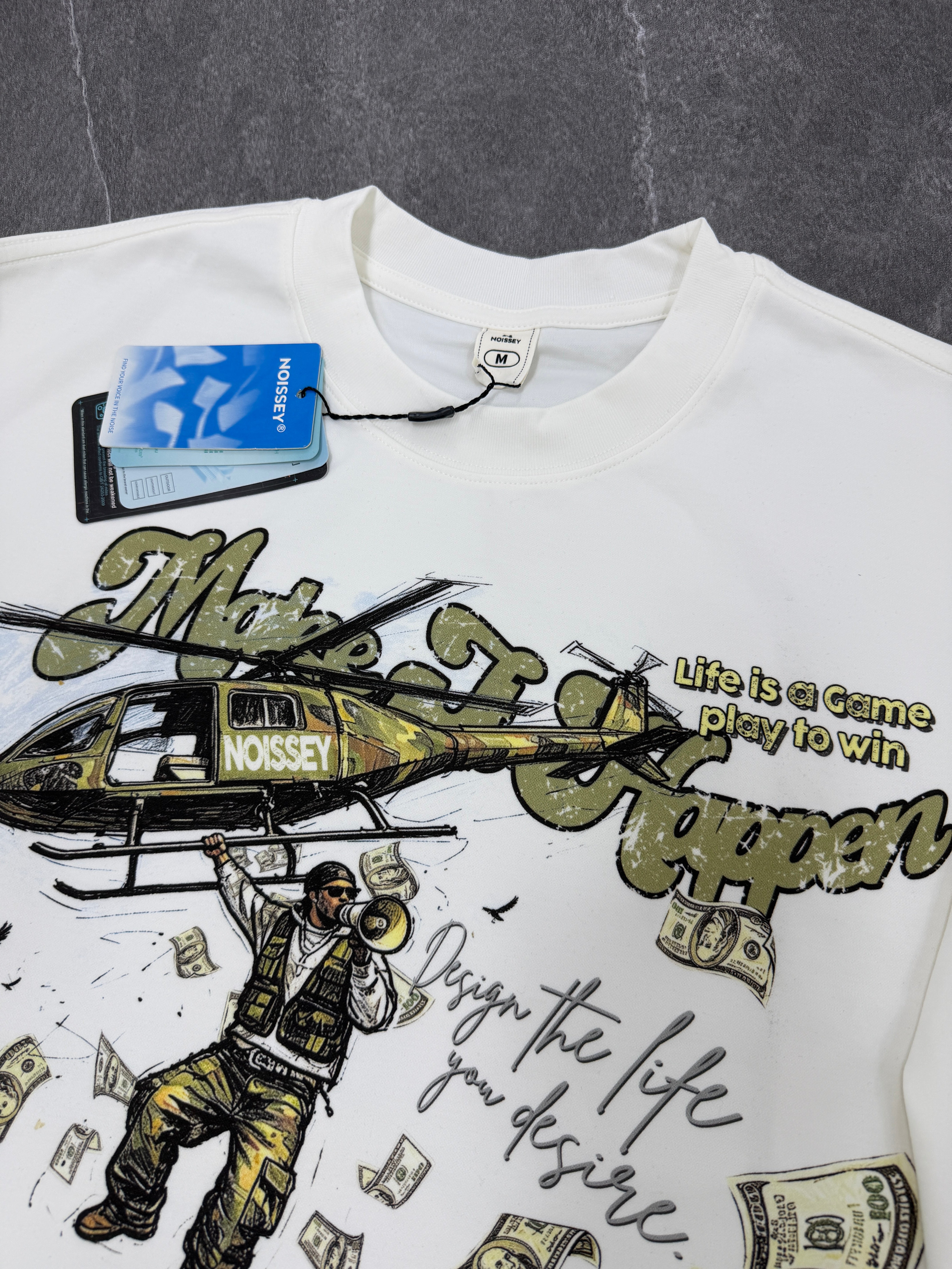NOISSEY Make It Happen Military Helicopter Camo Heavyweight Cotton Blend Long Sleeve